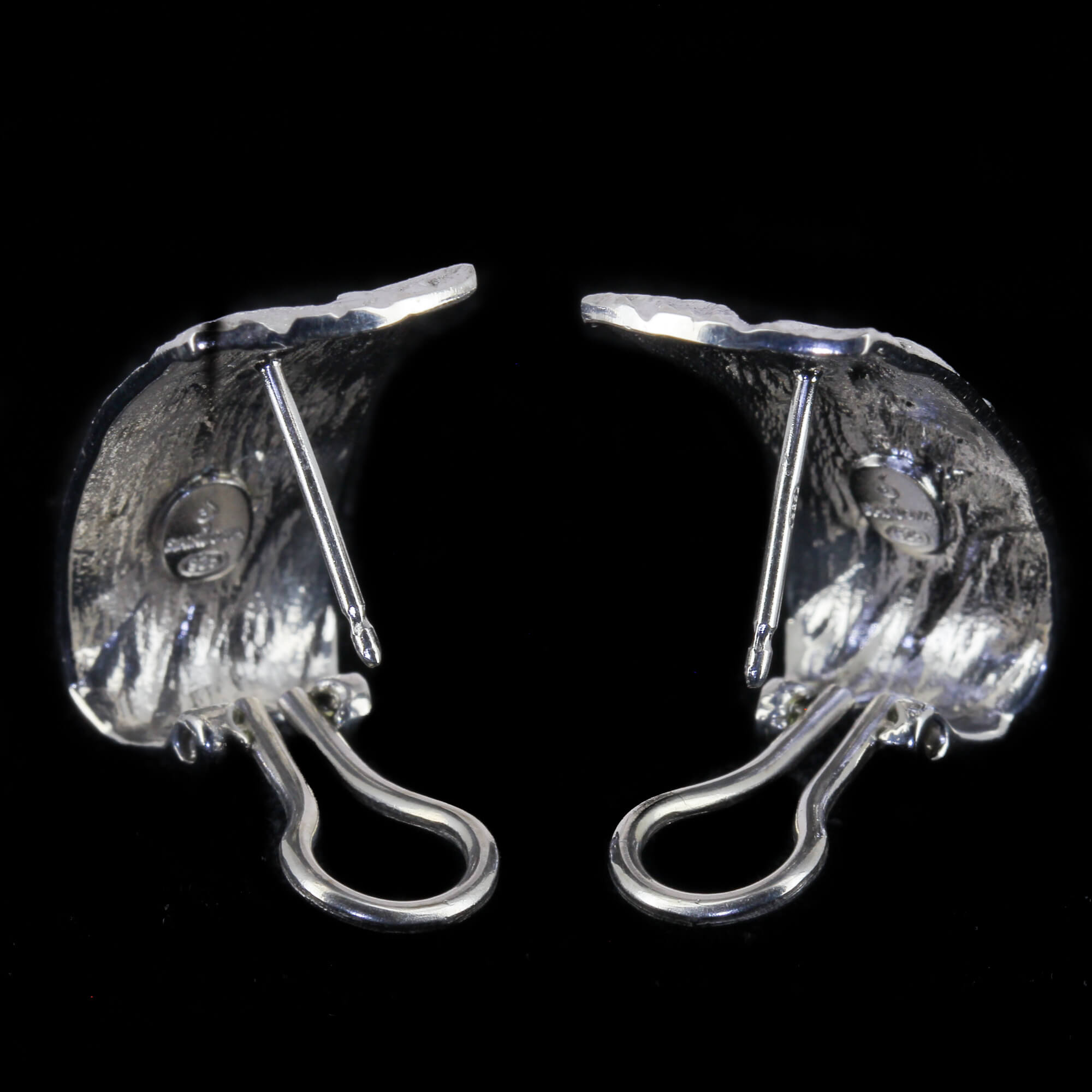 Worked and silver oblong earrings