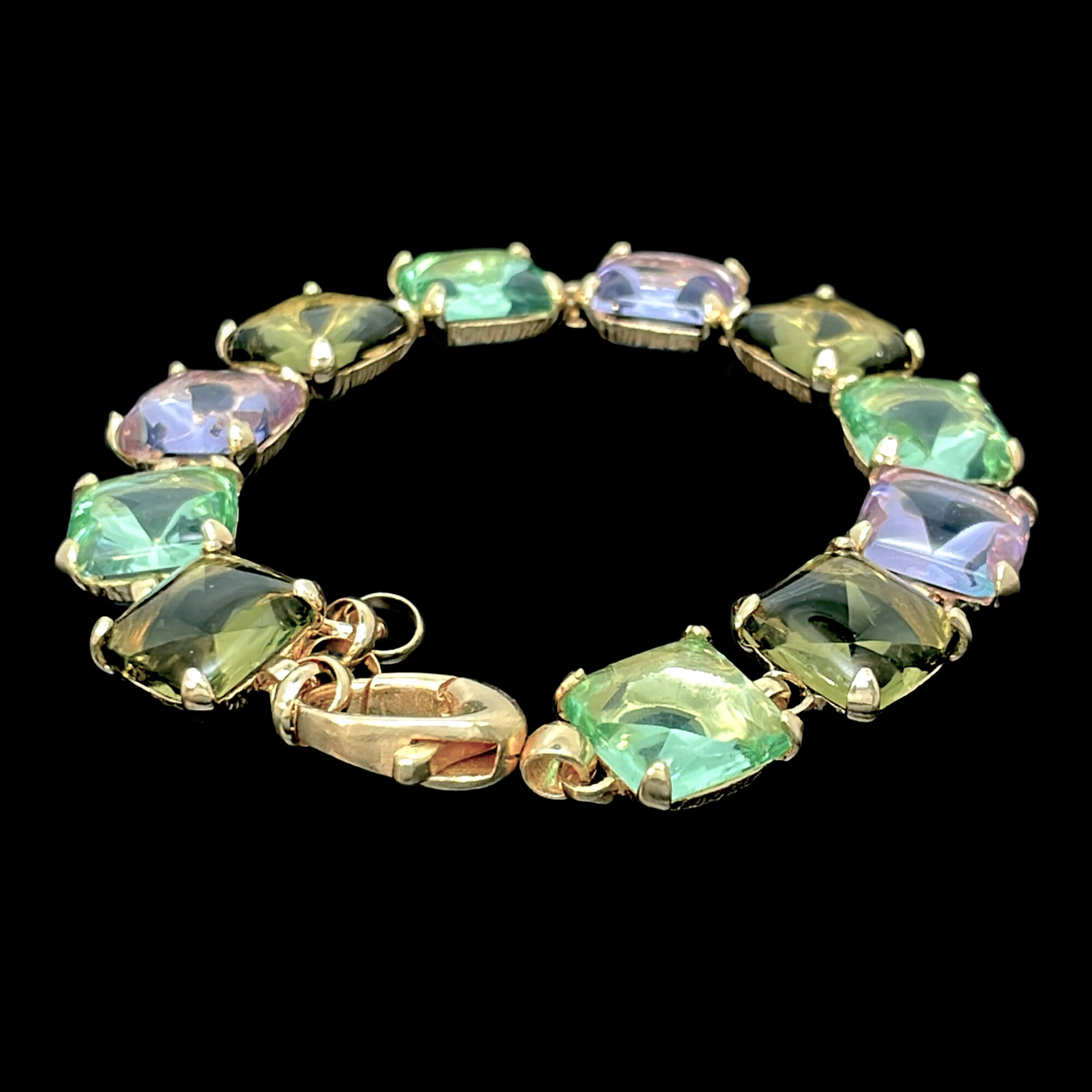 Gold plated colorful stone bracelet