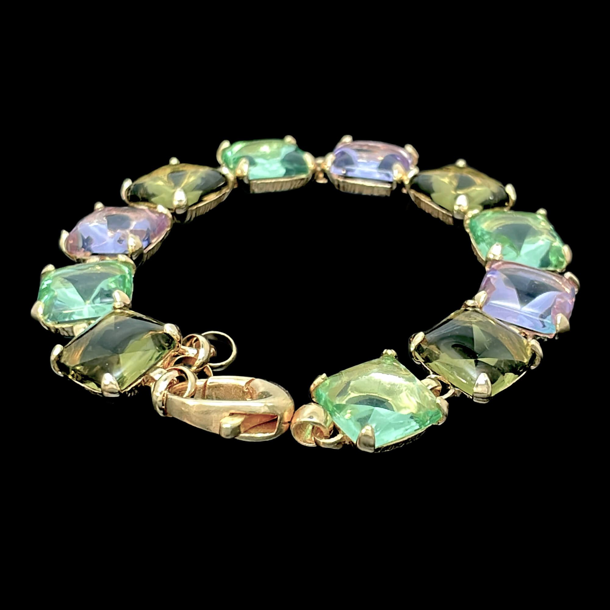 Bracelet plaqué or pierres colorées