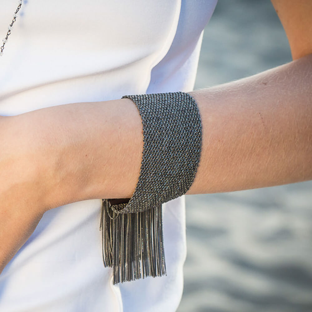 Special black and hanging silver bracelet