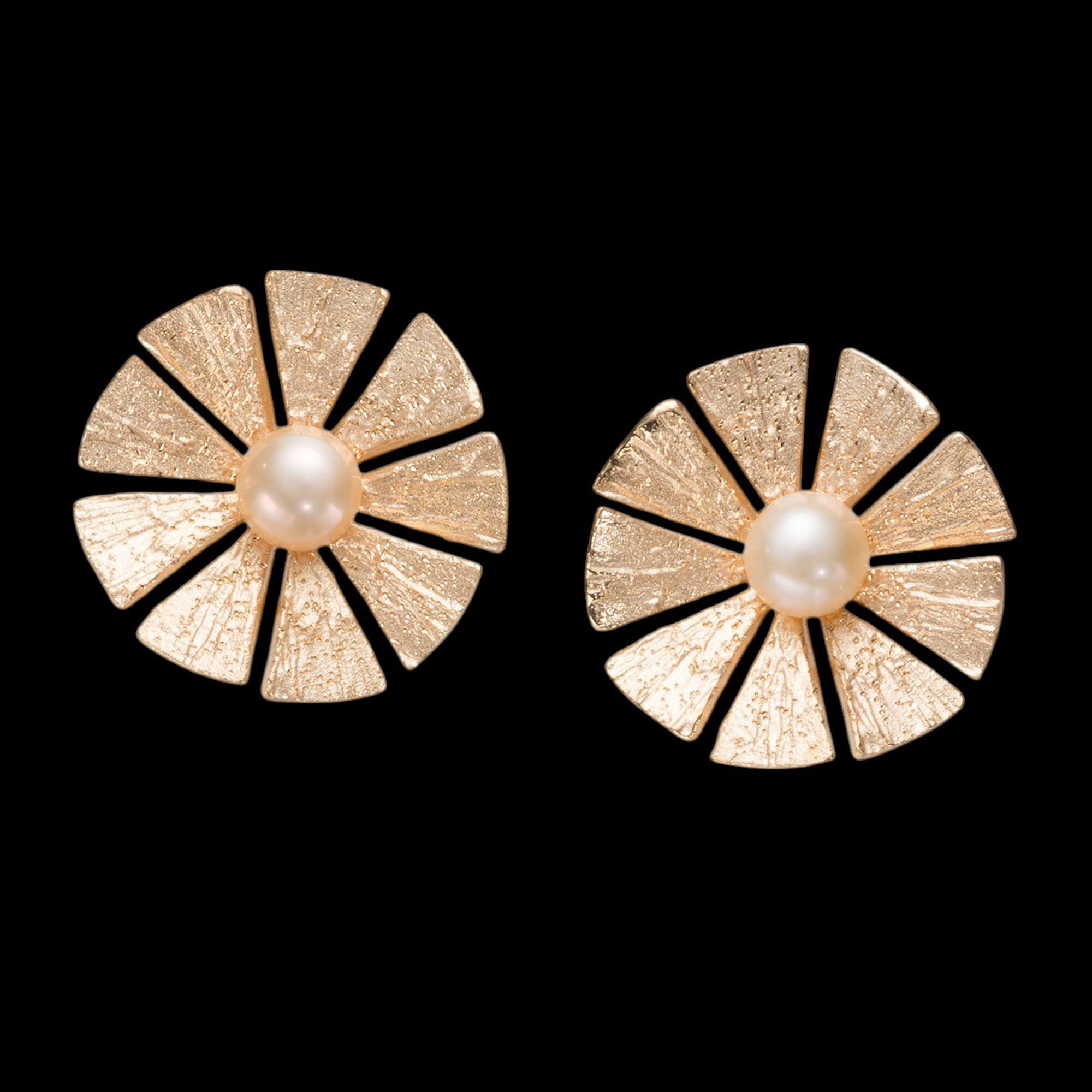 Edited gold-plated earrings with a pearl, small