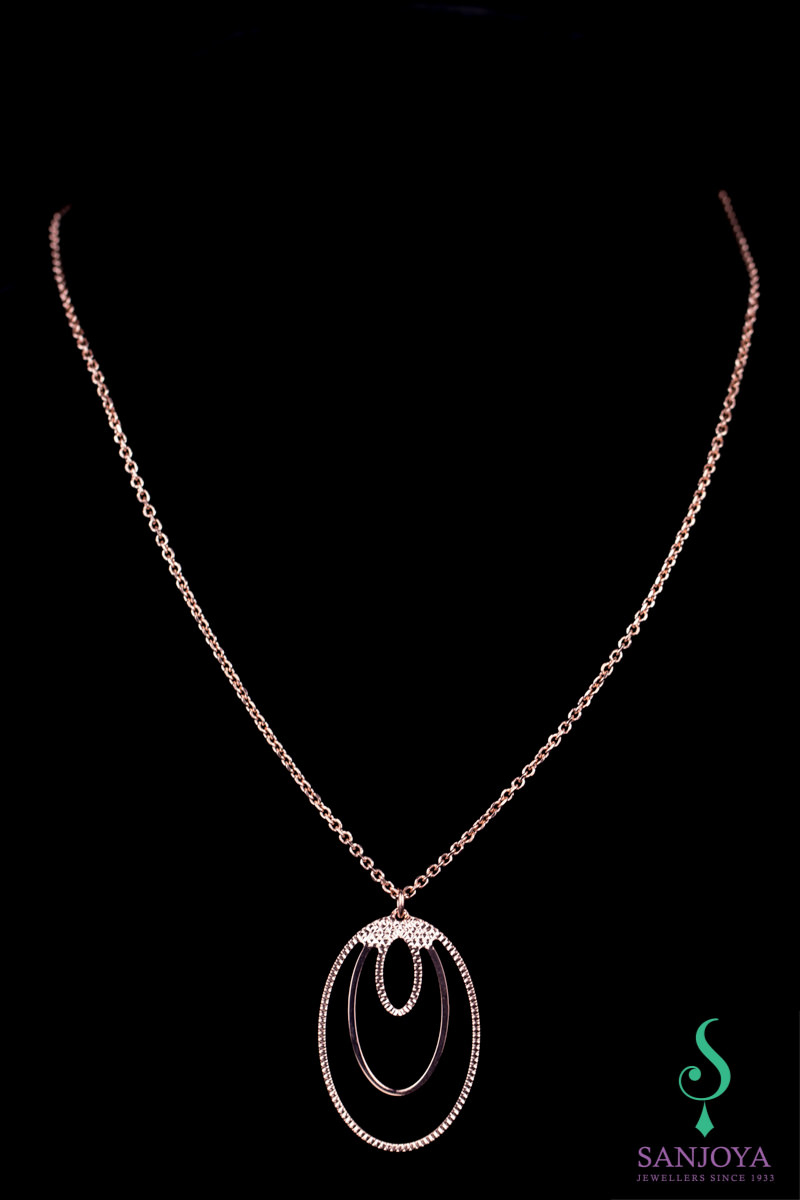 Large rose gold pendant with necklace