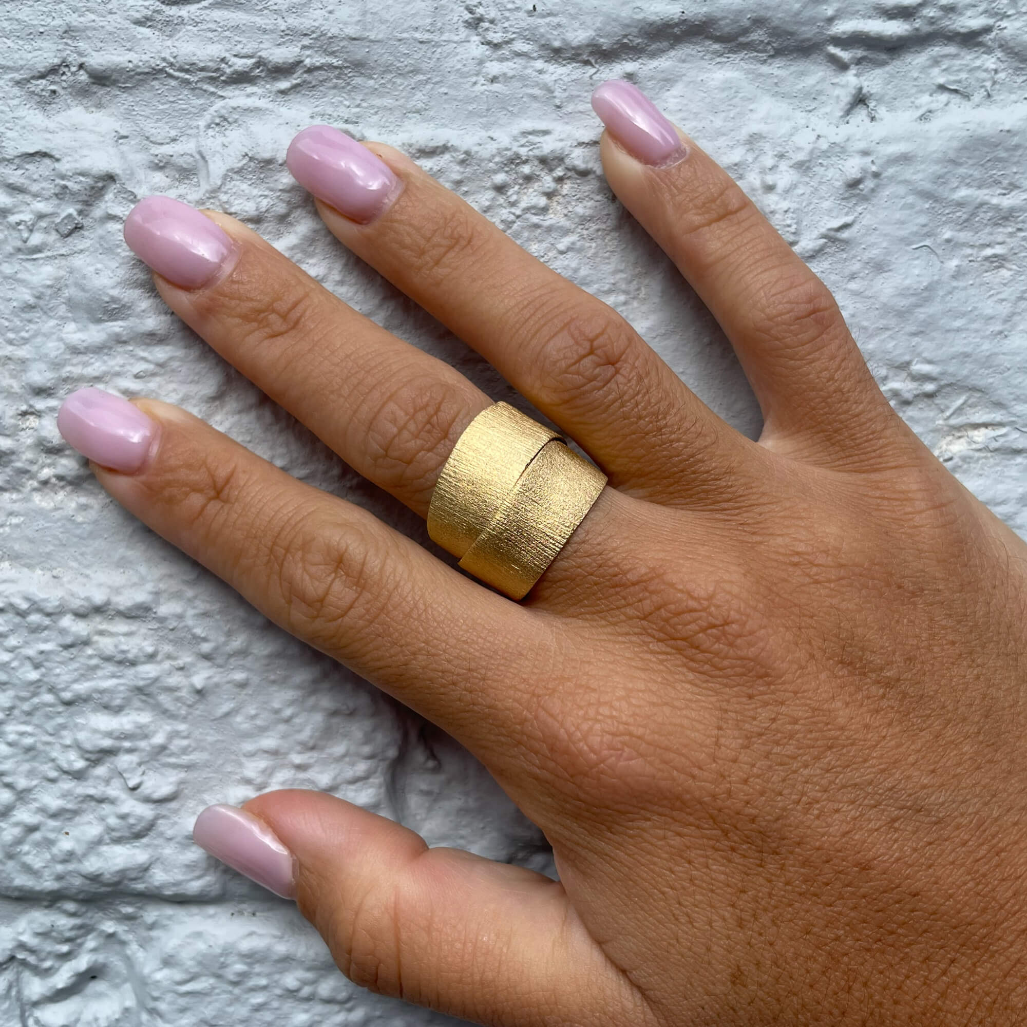 Bague plaquée or 2 rangs, design grec