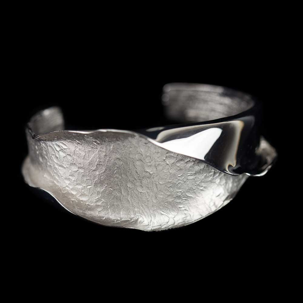 Silver cuff bracelet matt, polished with diamond-cut