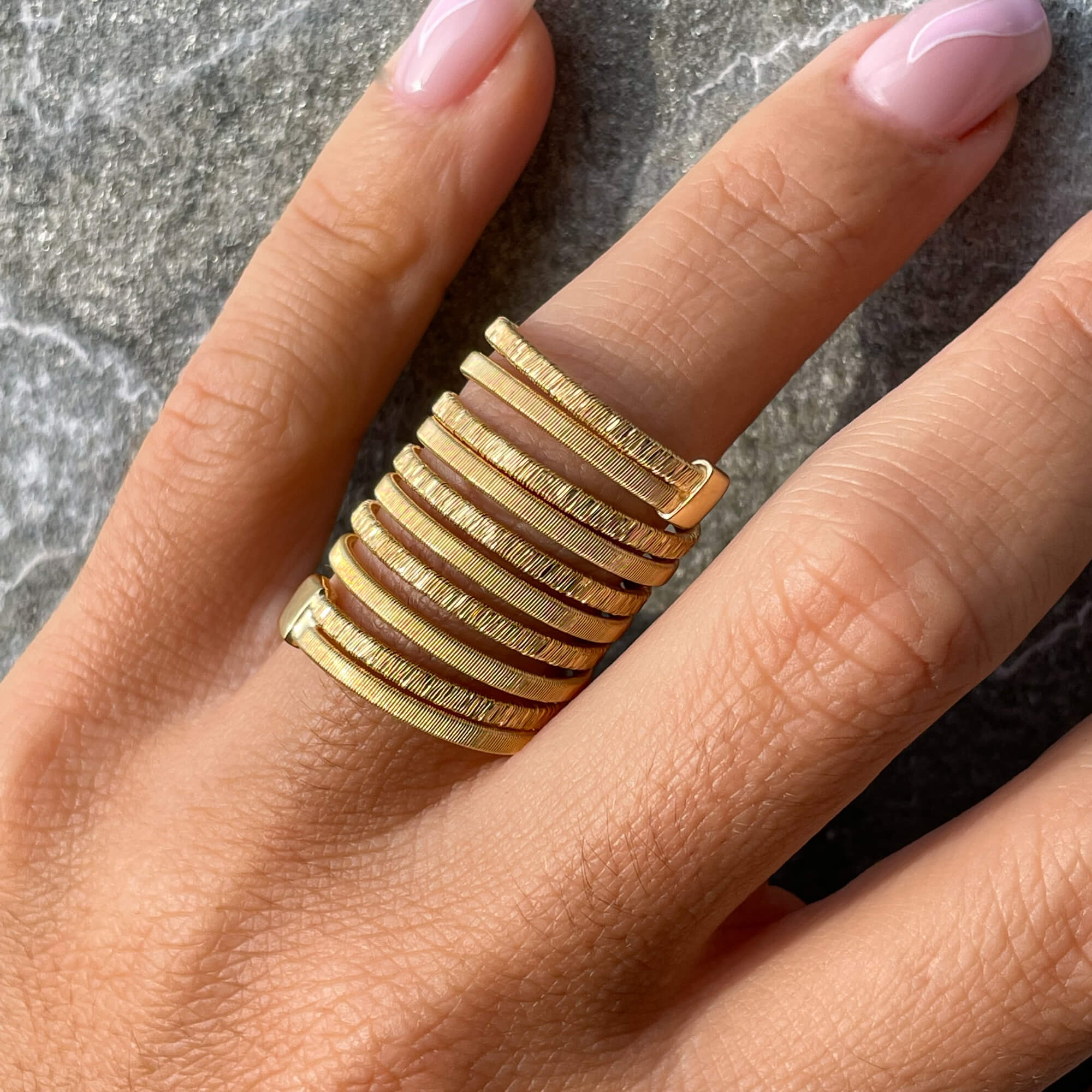 Gold-plated and wide multi-wire ring