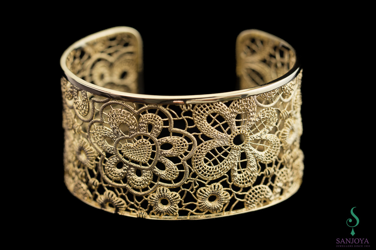 Gold-plated and machined slave side bracelet / narrow version
