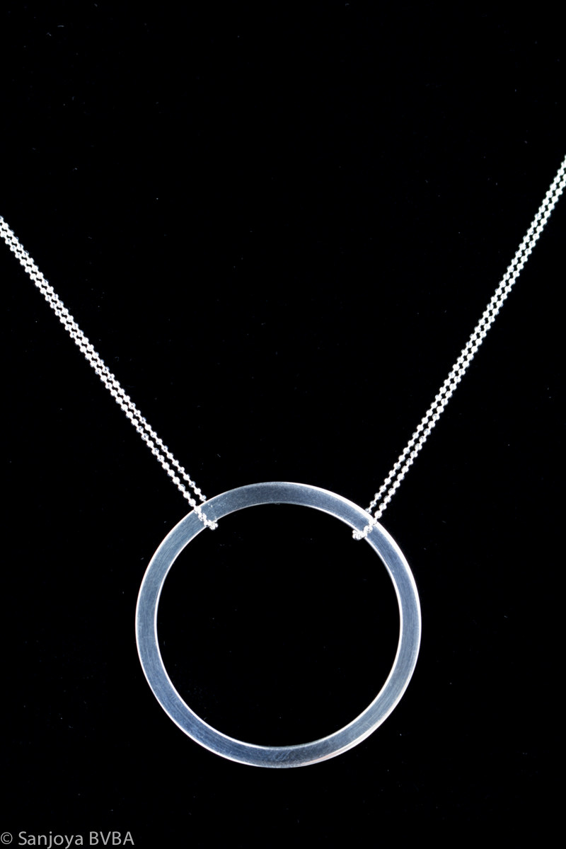 KA0315002.3 - Zilveren ketting met een ronde hanger