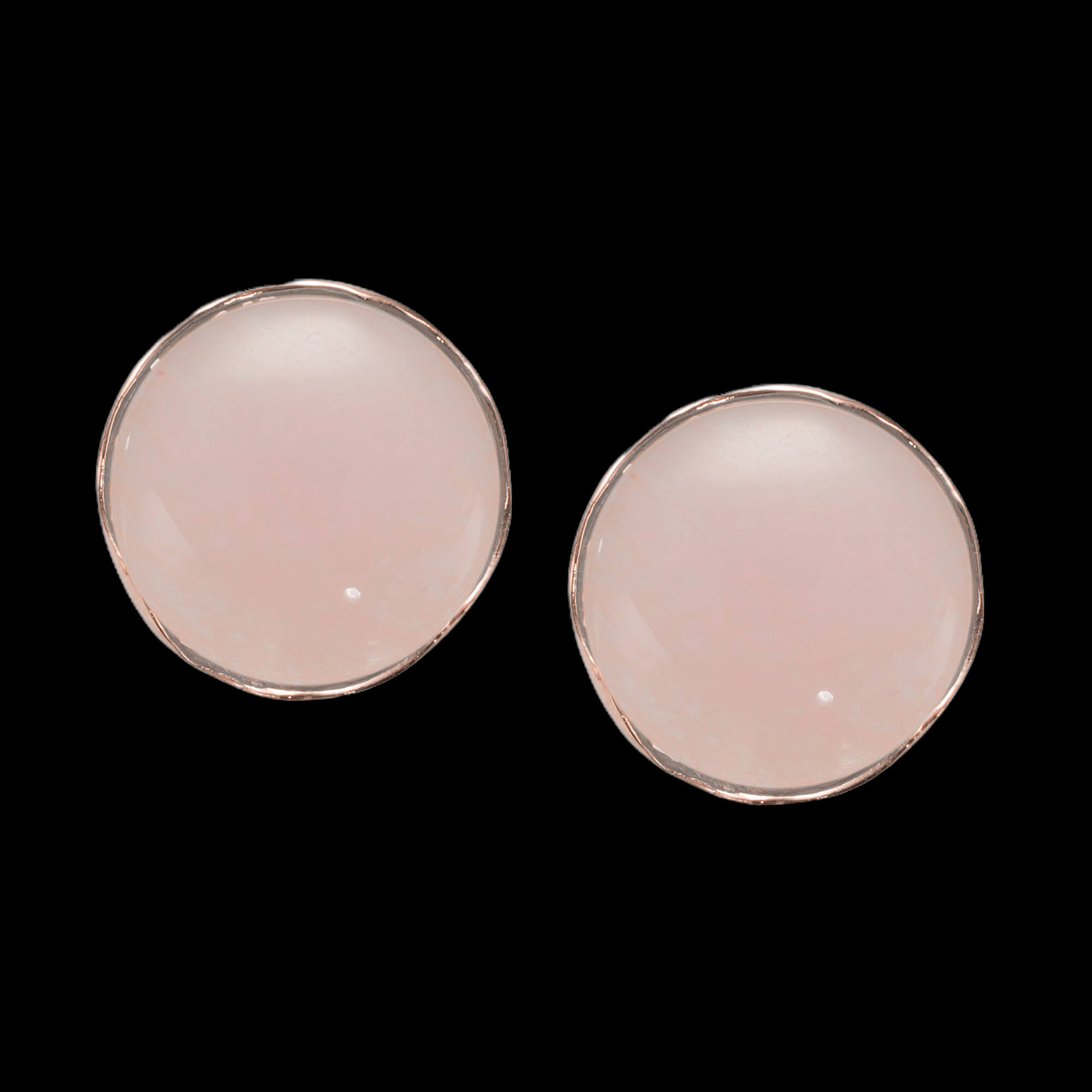 Rosé ronde oorbellen met een roze quartz steen