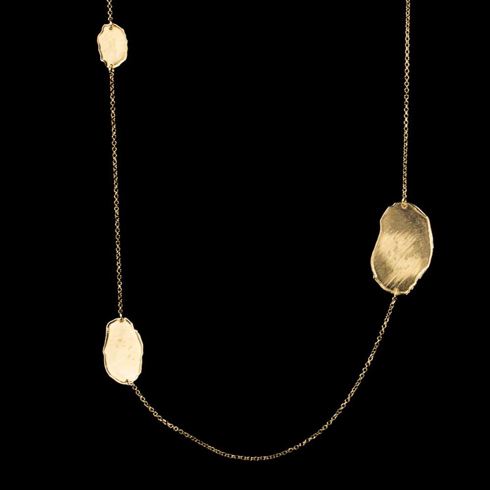 Long gold plated chain with unhammered oval links