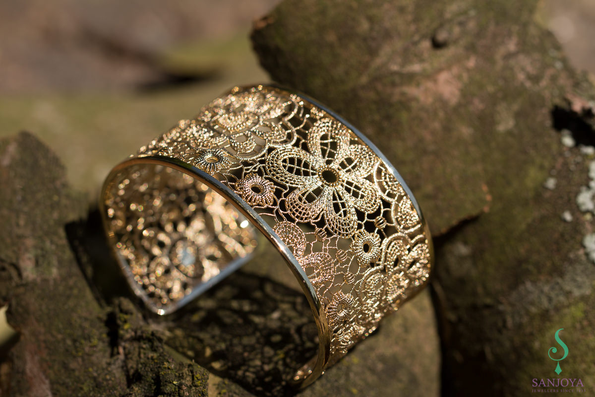 Gold-plated and machined slave side bracelet / narrow version