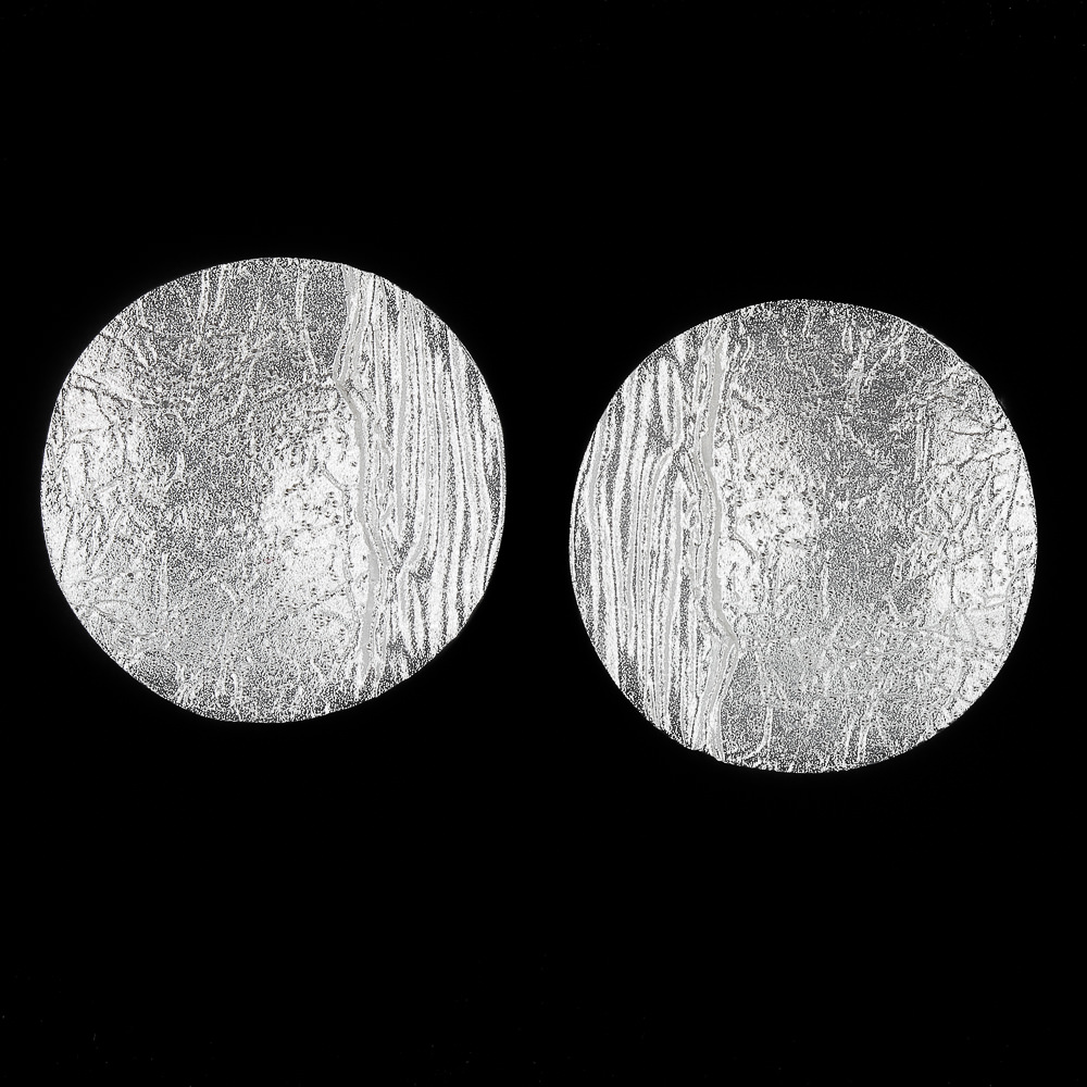 Silver; round and diamond-tipped earrings