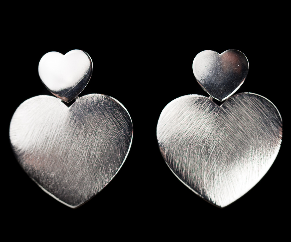 Silver heart-shaped earrings