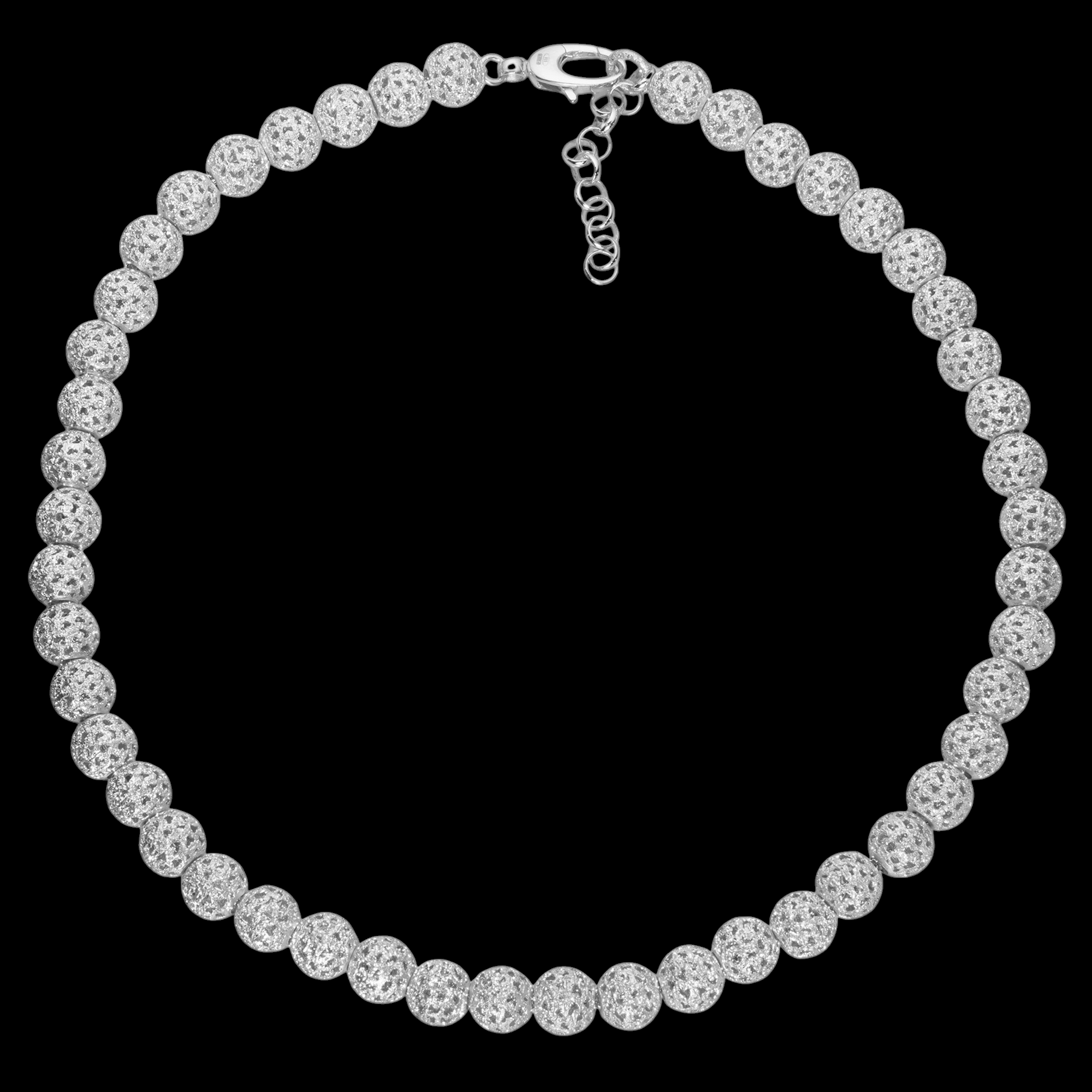 Zilveren transparante ketting met fraaie bolletjes