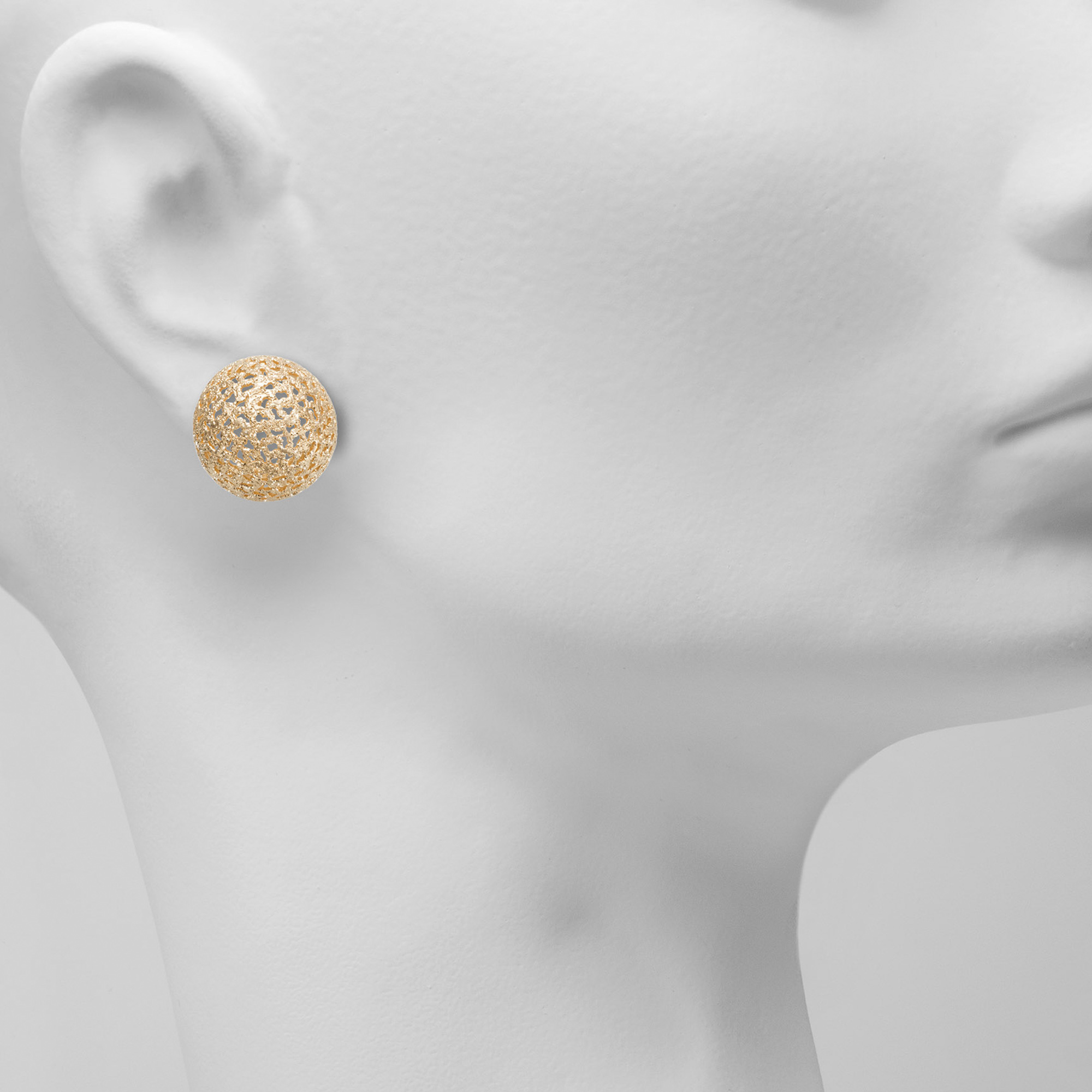 Large Dome-Shaped Gold-Plated Earrings with Open Circles