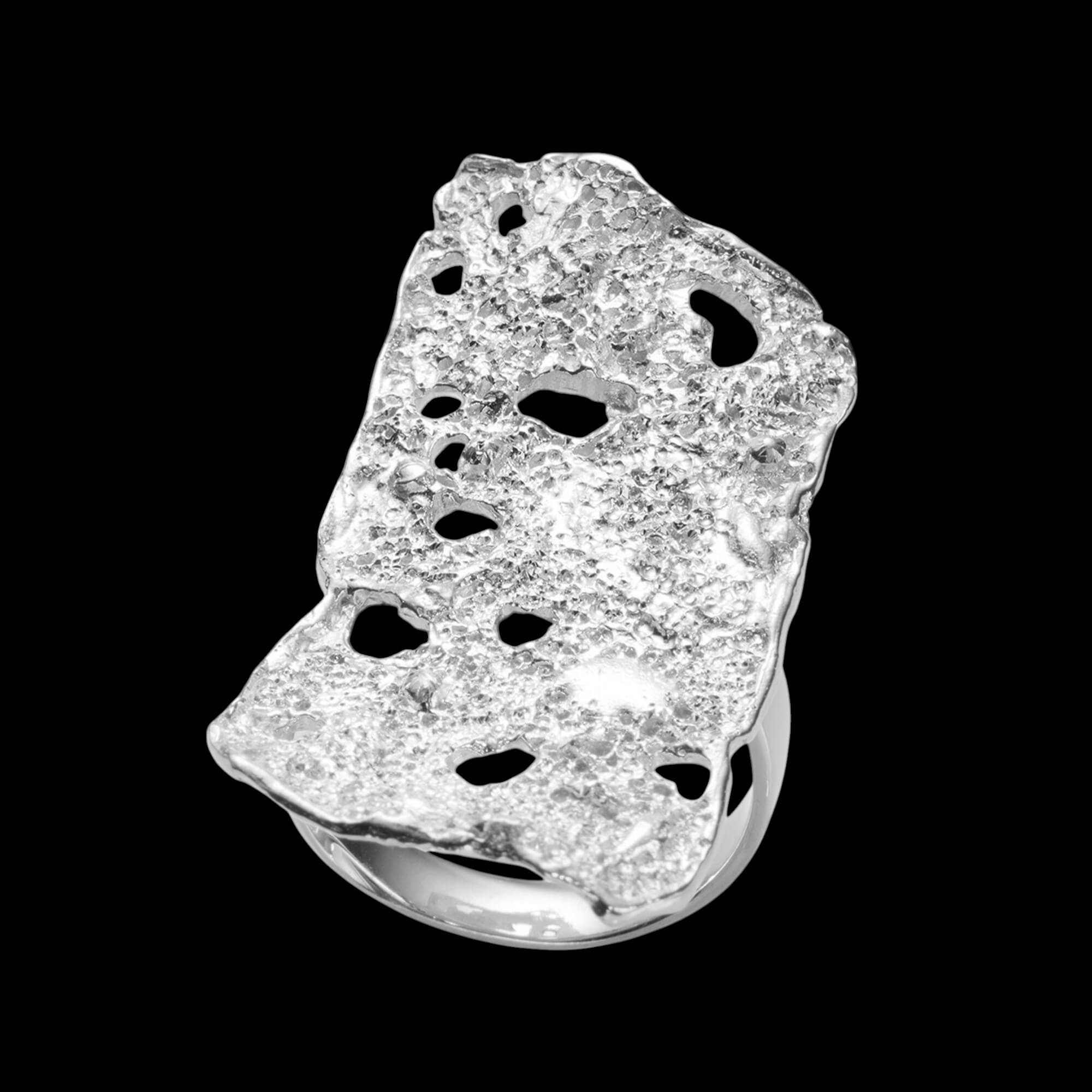 Elongated Artistic Silver Ring