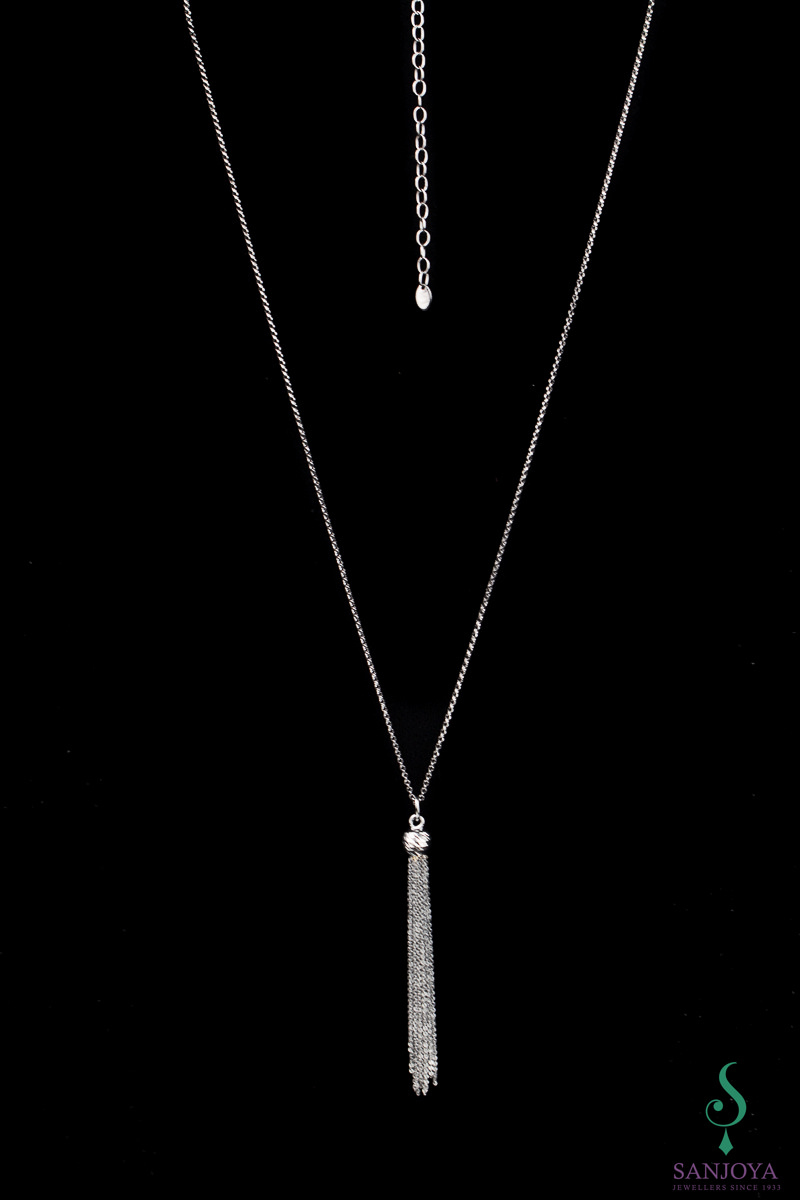 Black necklace of silver with long pendant