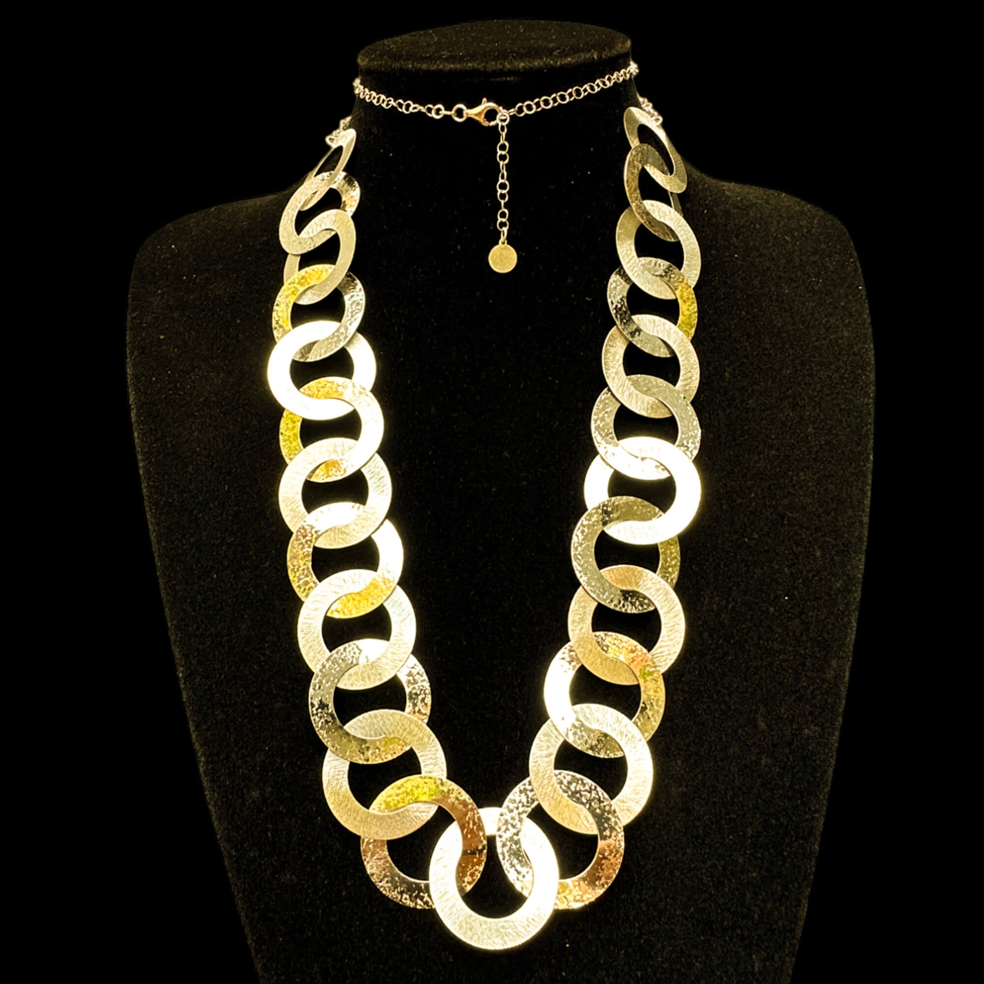 Long gold plated chain with circular links