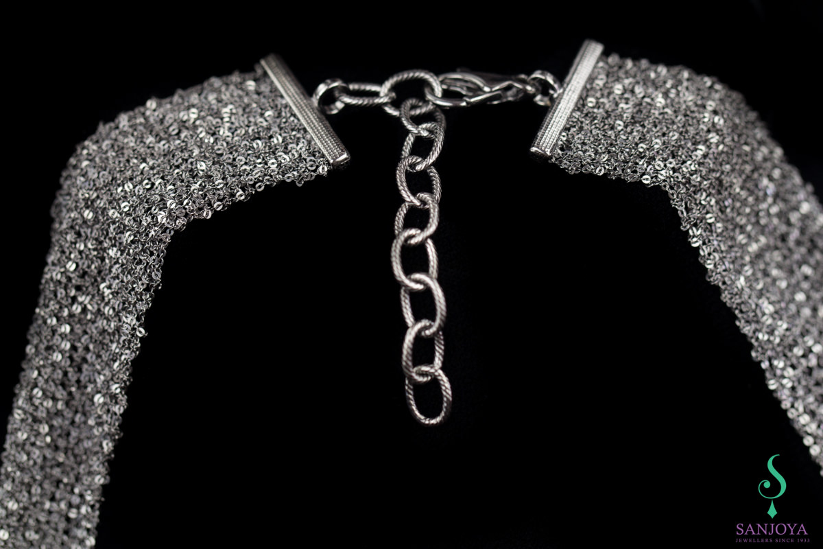 Dark gray necklace of intertwined silver