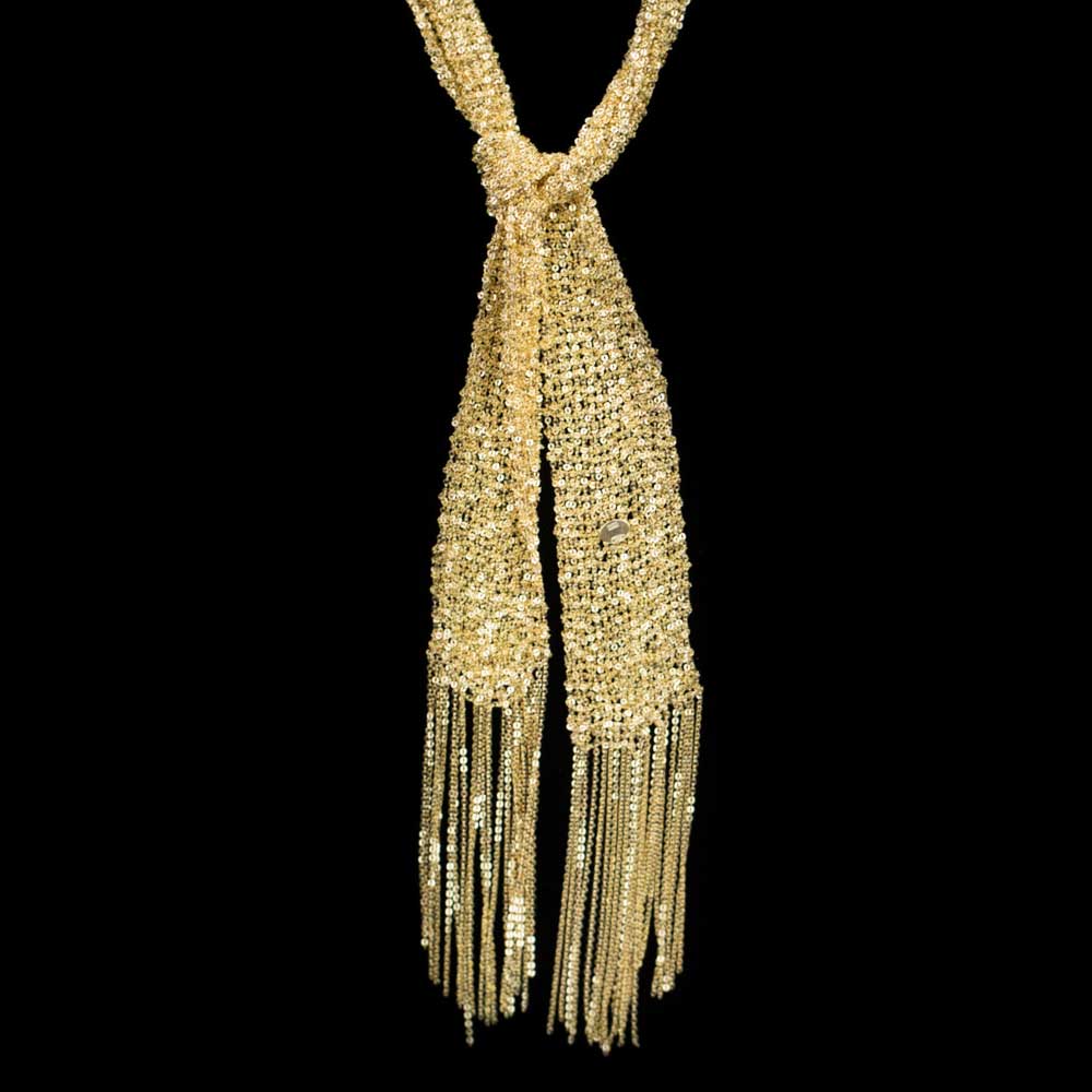 Gold plated scarf of intertwined necklaces