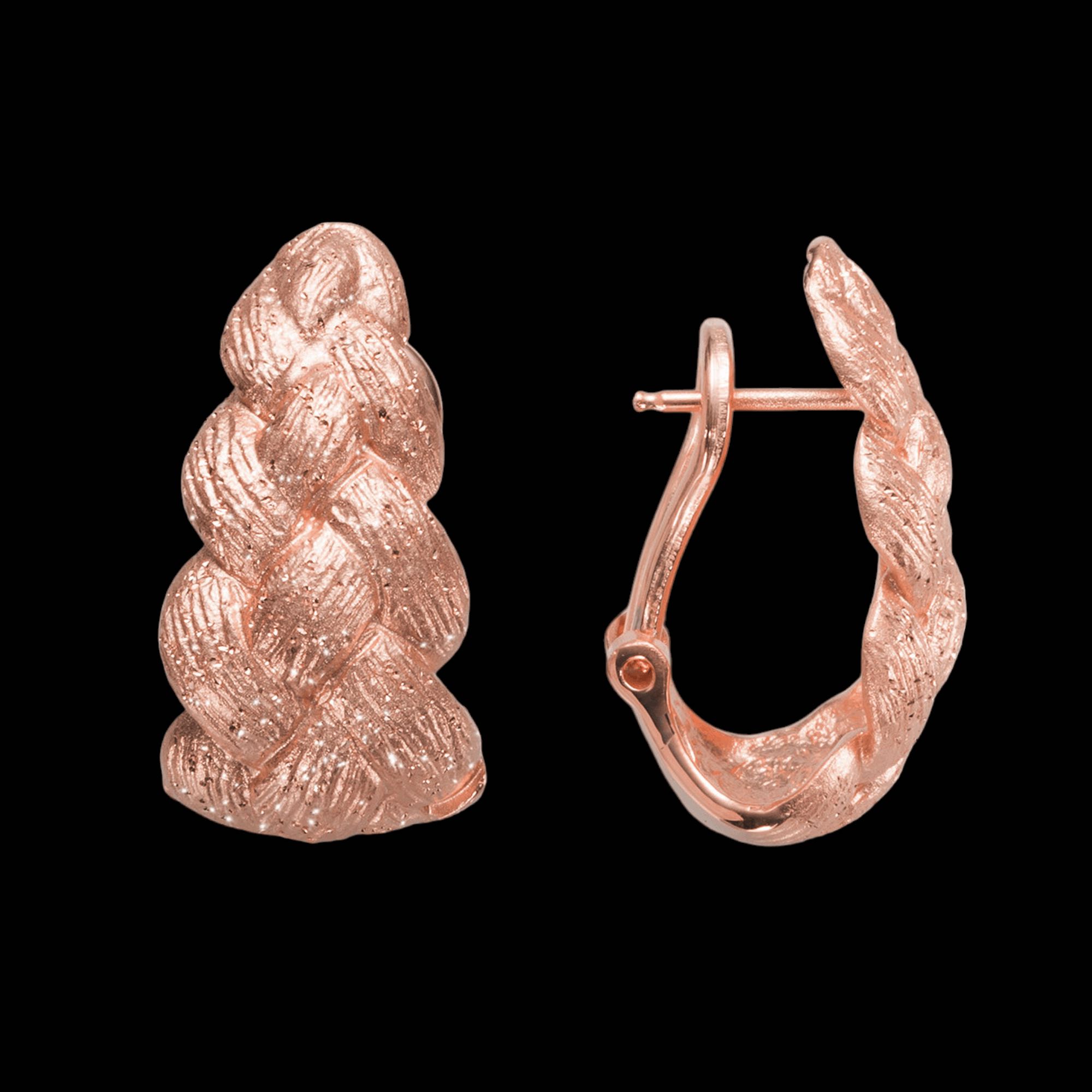 Belles boucles d'oreilles rosé et tressées