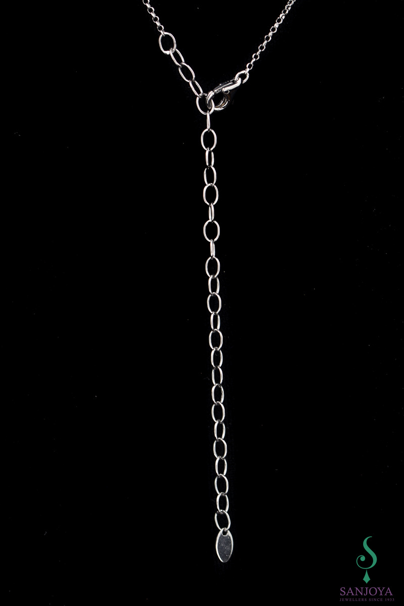 CLE0318001 - Zwarte ketting van zilver met lange hanger