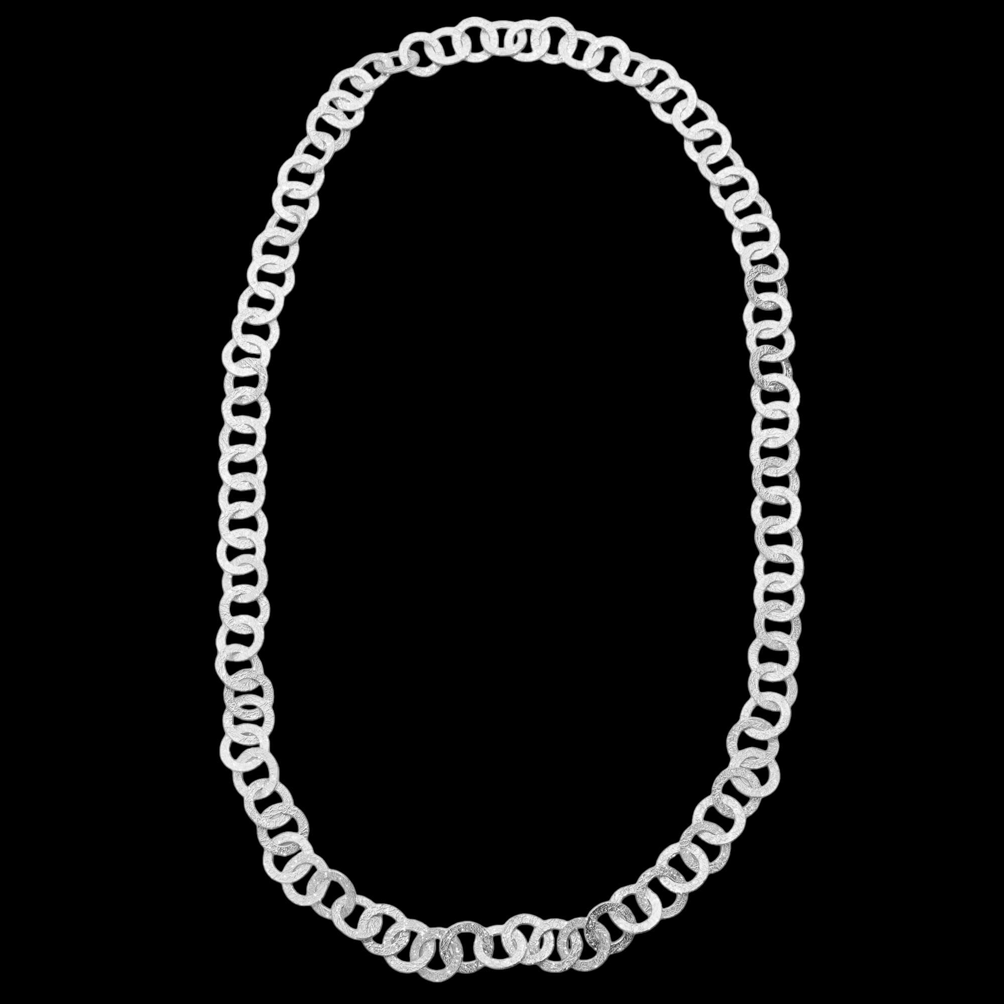 Originele zilveren schakelketting met gediamanteerde cirkels