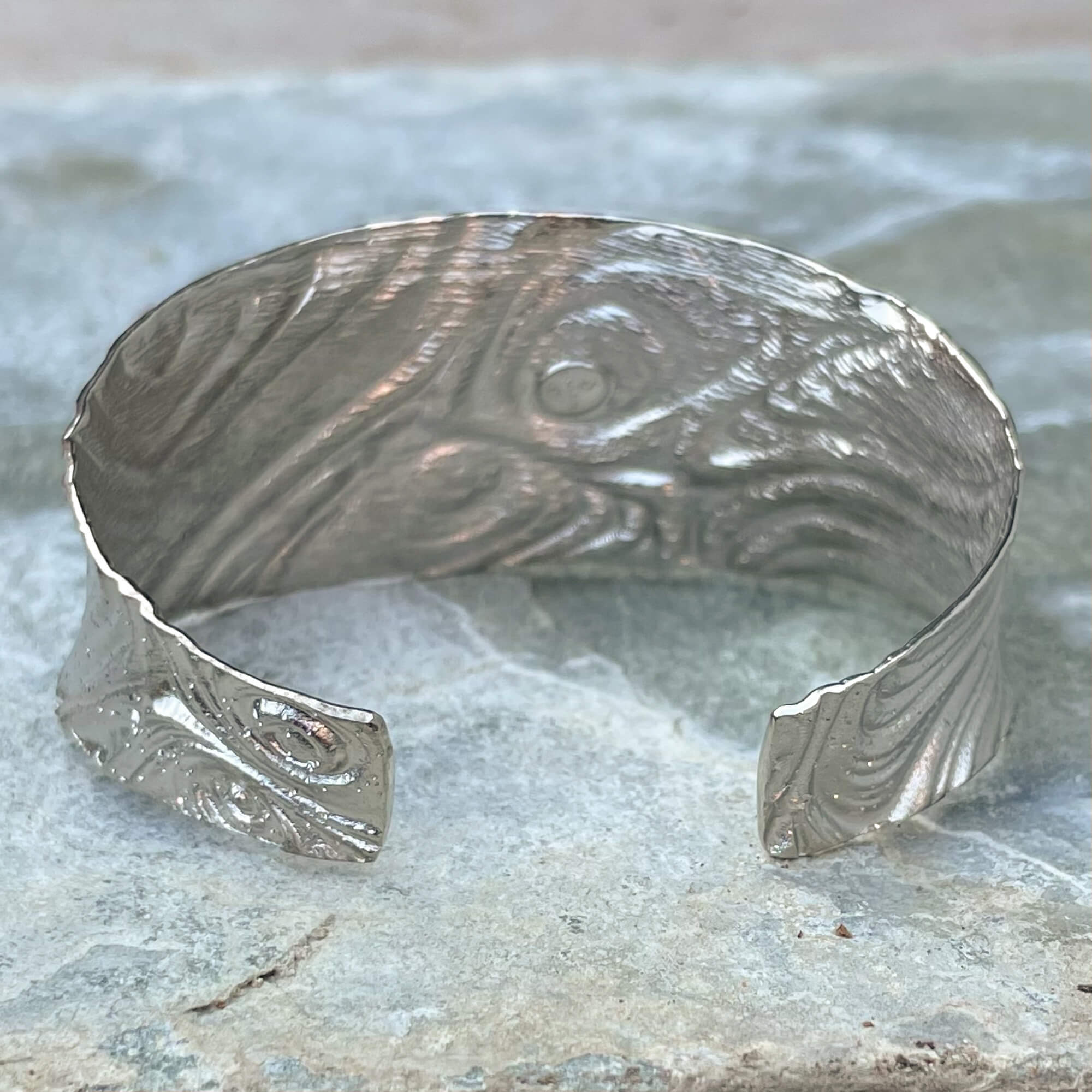 Silver and edited wide slave bracelet