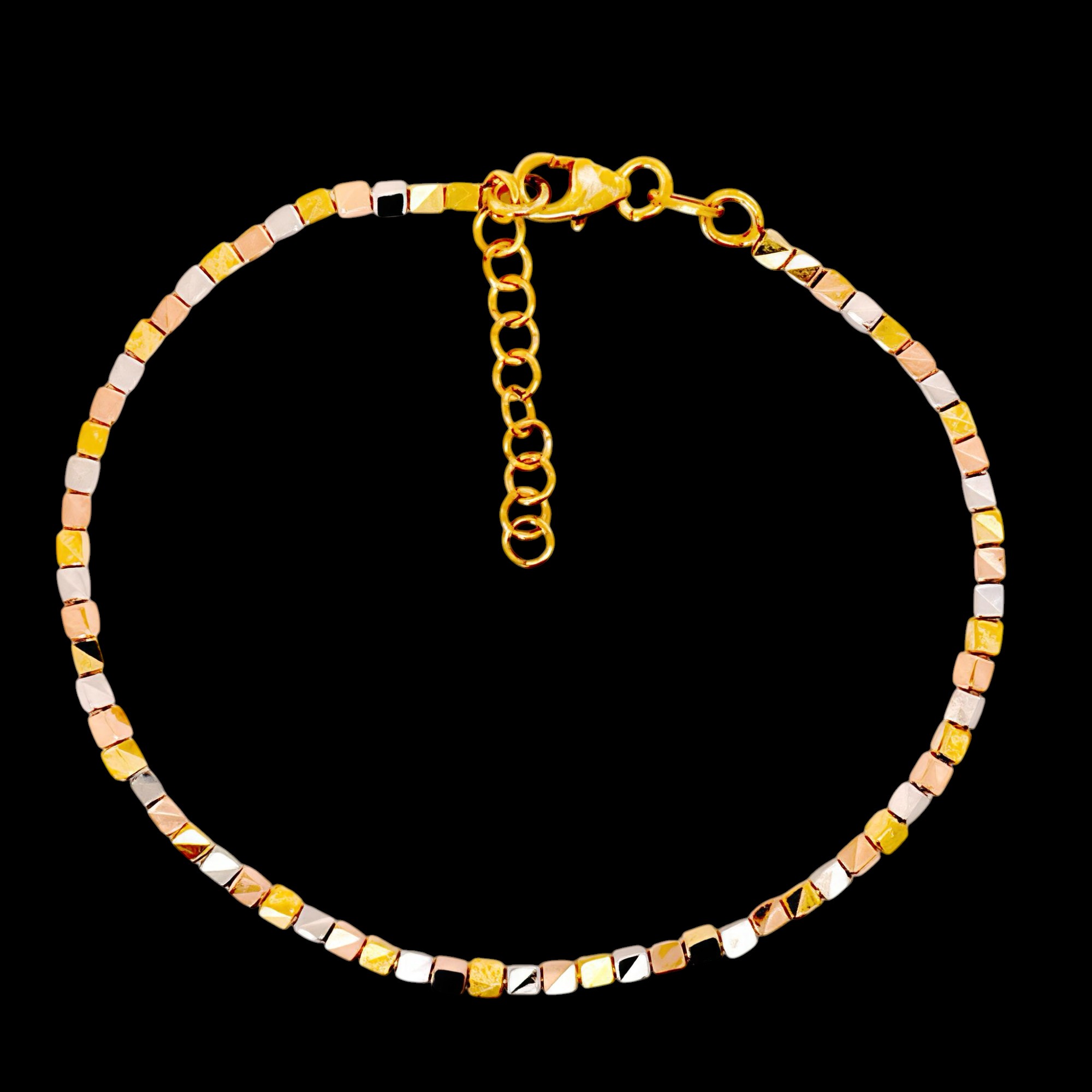Dreifarbiges Armband, 3 mm große Quadrate mit Details