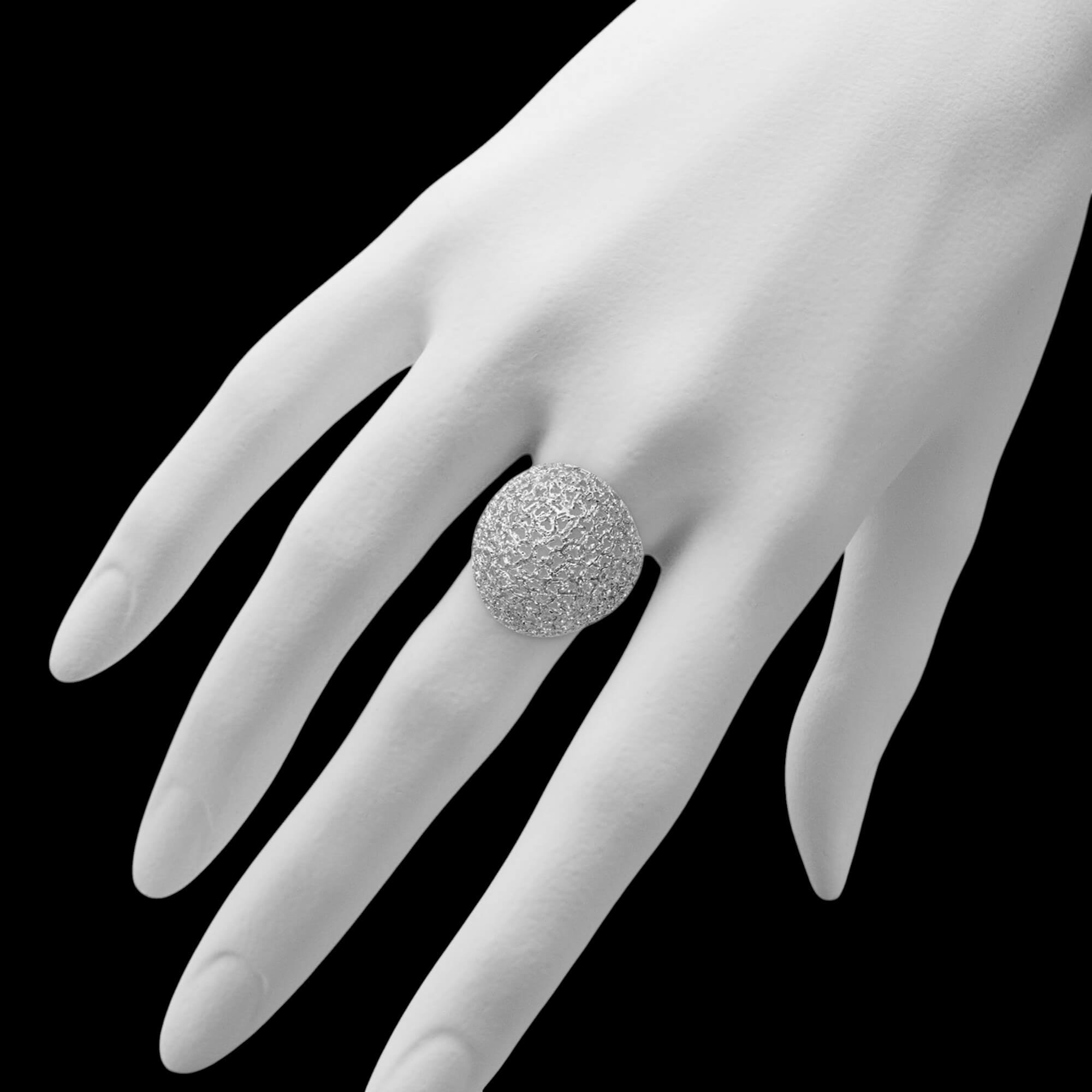 Dome-Shaped Silver Ring with Open Circles