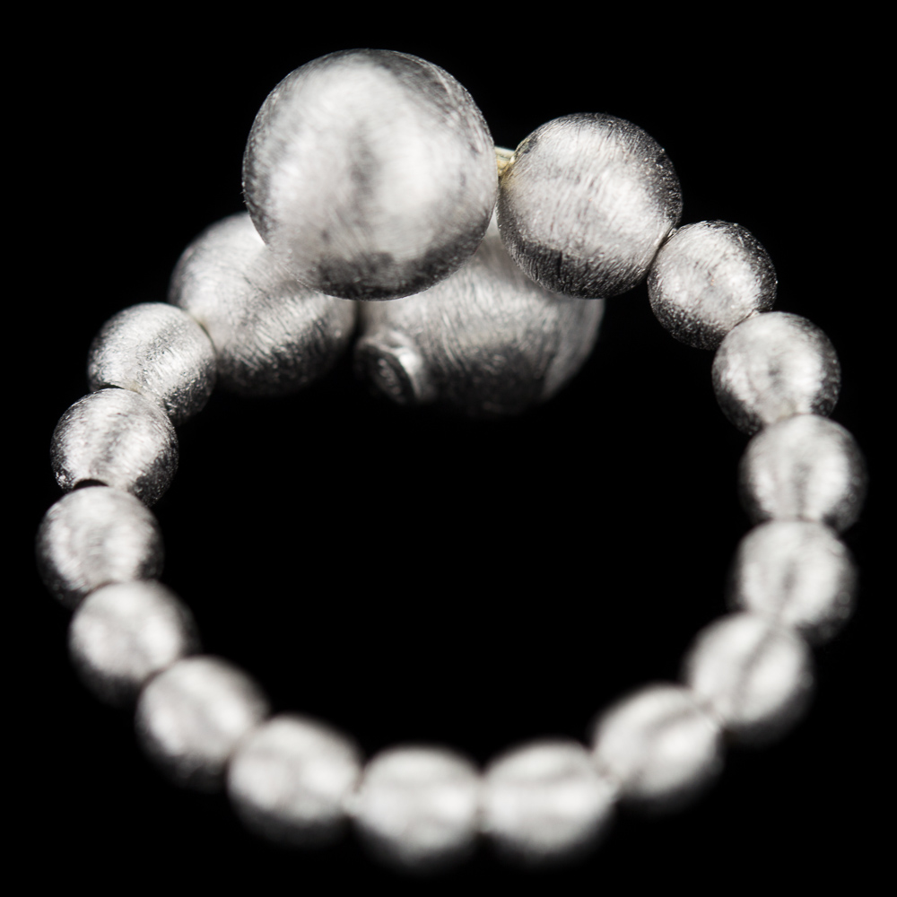 Silver fancy spheres ring