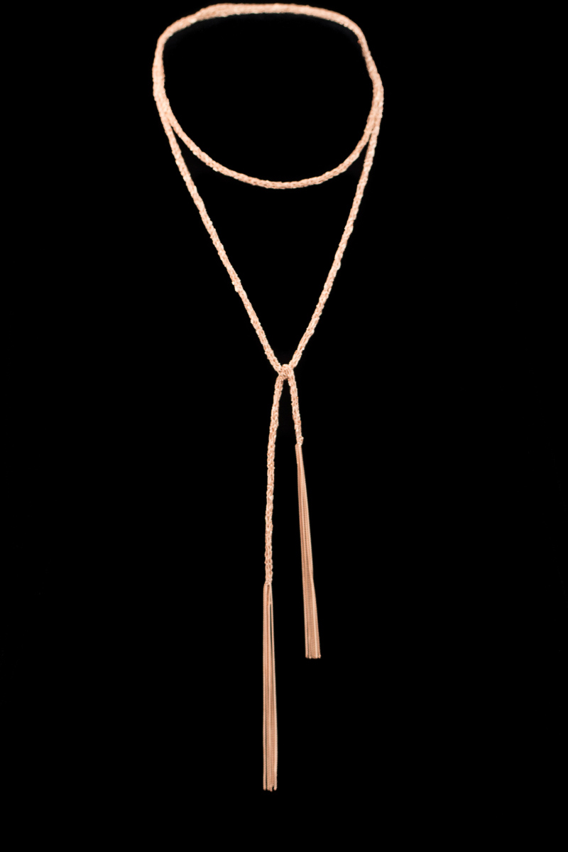 BIZ0318001_RG - Dunne rosé sjaalketting, 18Kt Goud