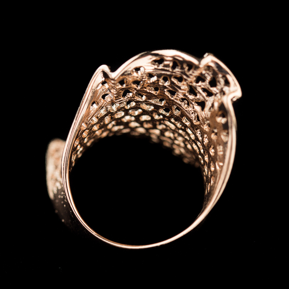 Refined rosé ring, diamond with holes 18kt gold