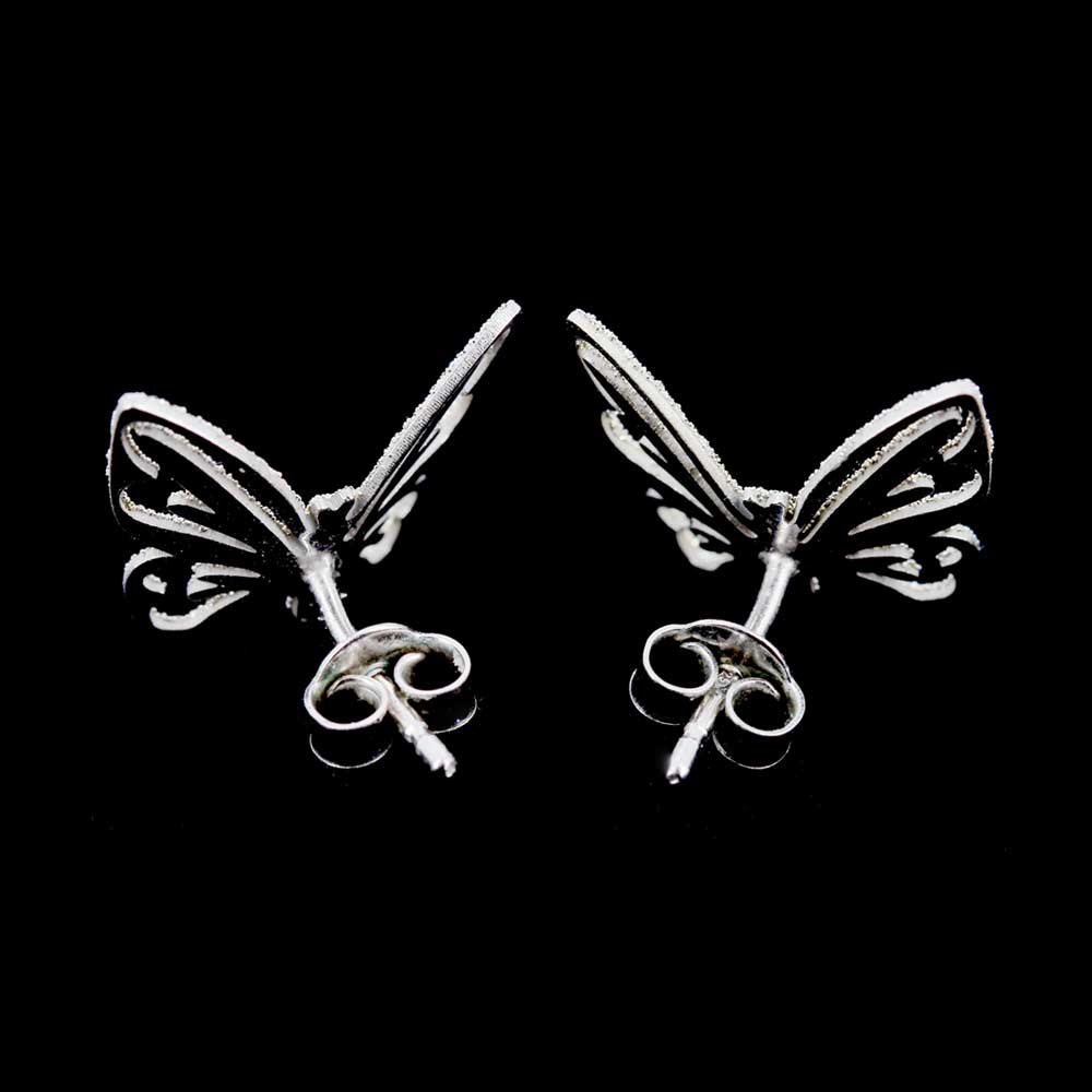 Beautiful silver butterfly earrings, diamond