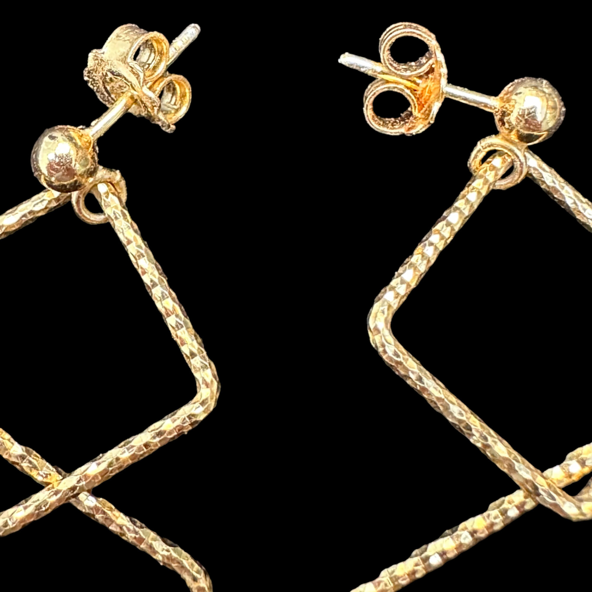 Gilded earrings with two open squares