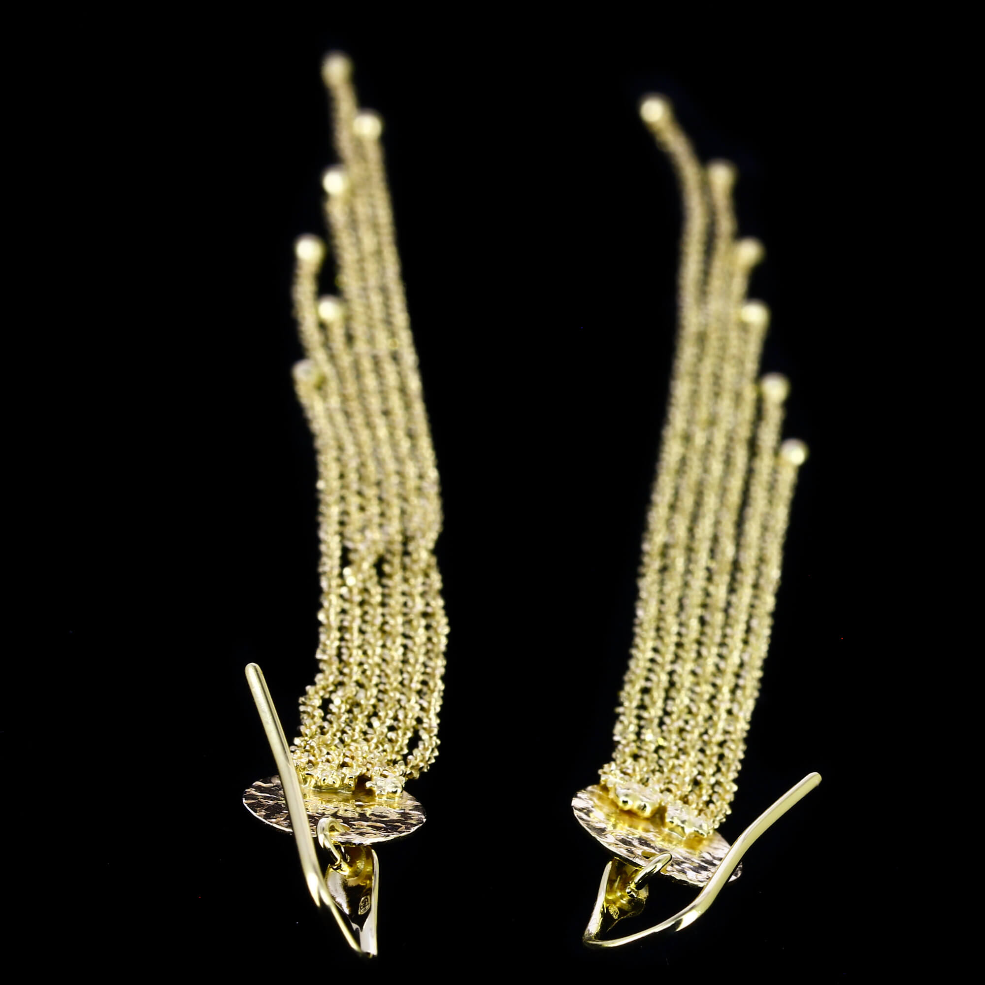 Boucles d'oreilles Sanjoya avec crochet, plaqué or et longues