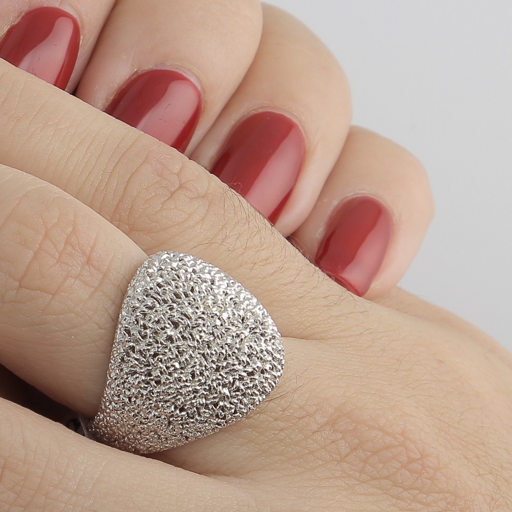 EK1117008 - Bolvormige charmante ring van wit zilver