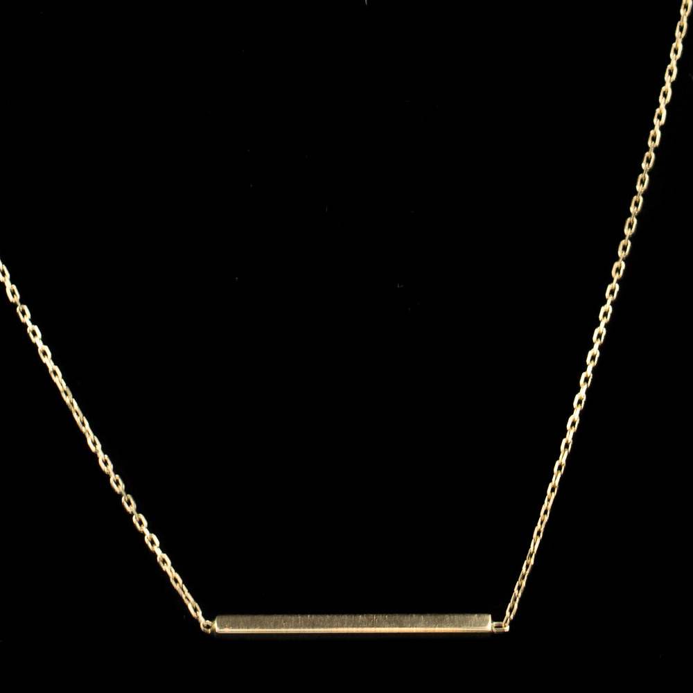NO1016001 - Gouden ketting met fijn staafje als hanger, 18Kt