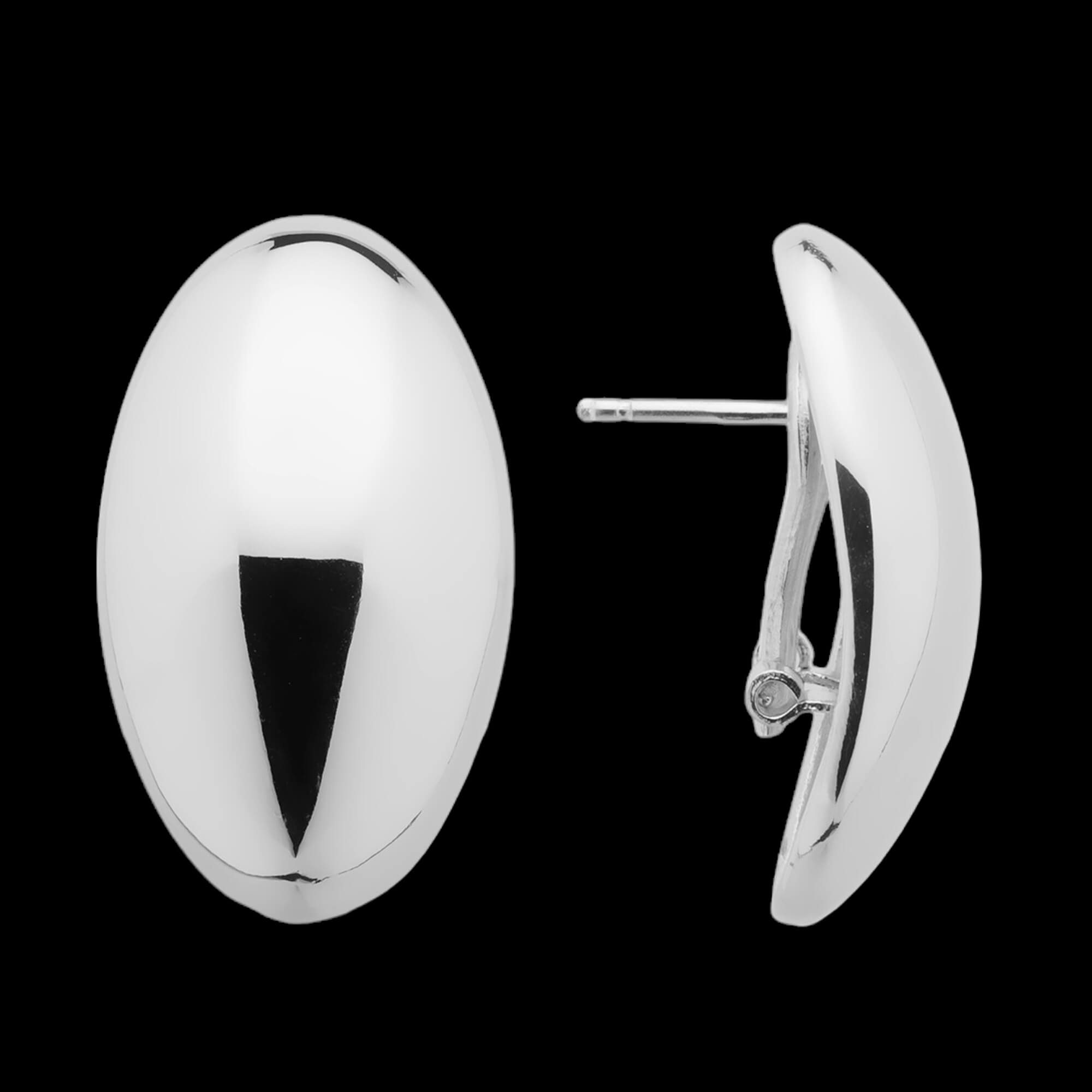 Sleek silver polished oval earrings