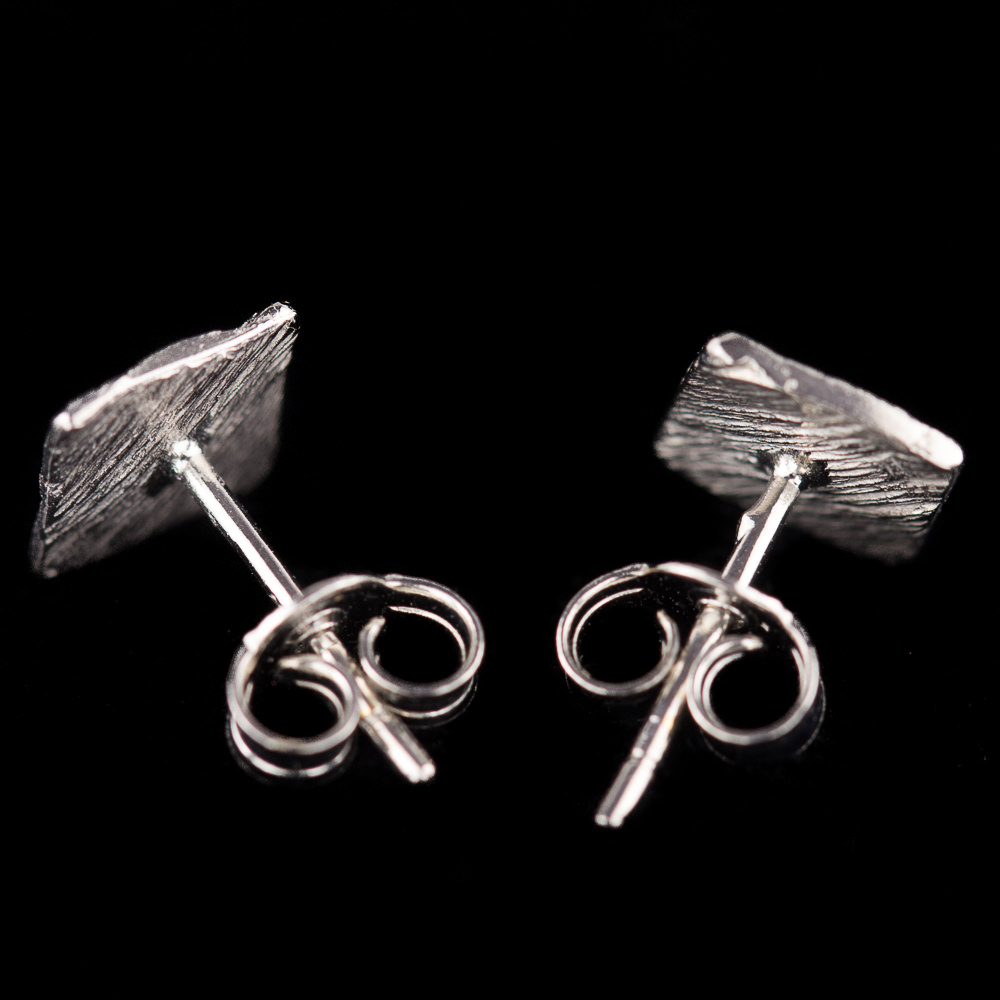 18kt white gold, square and diamond-tipped Earrings 'Large'