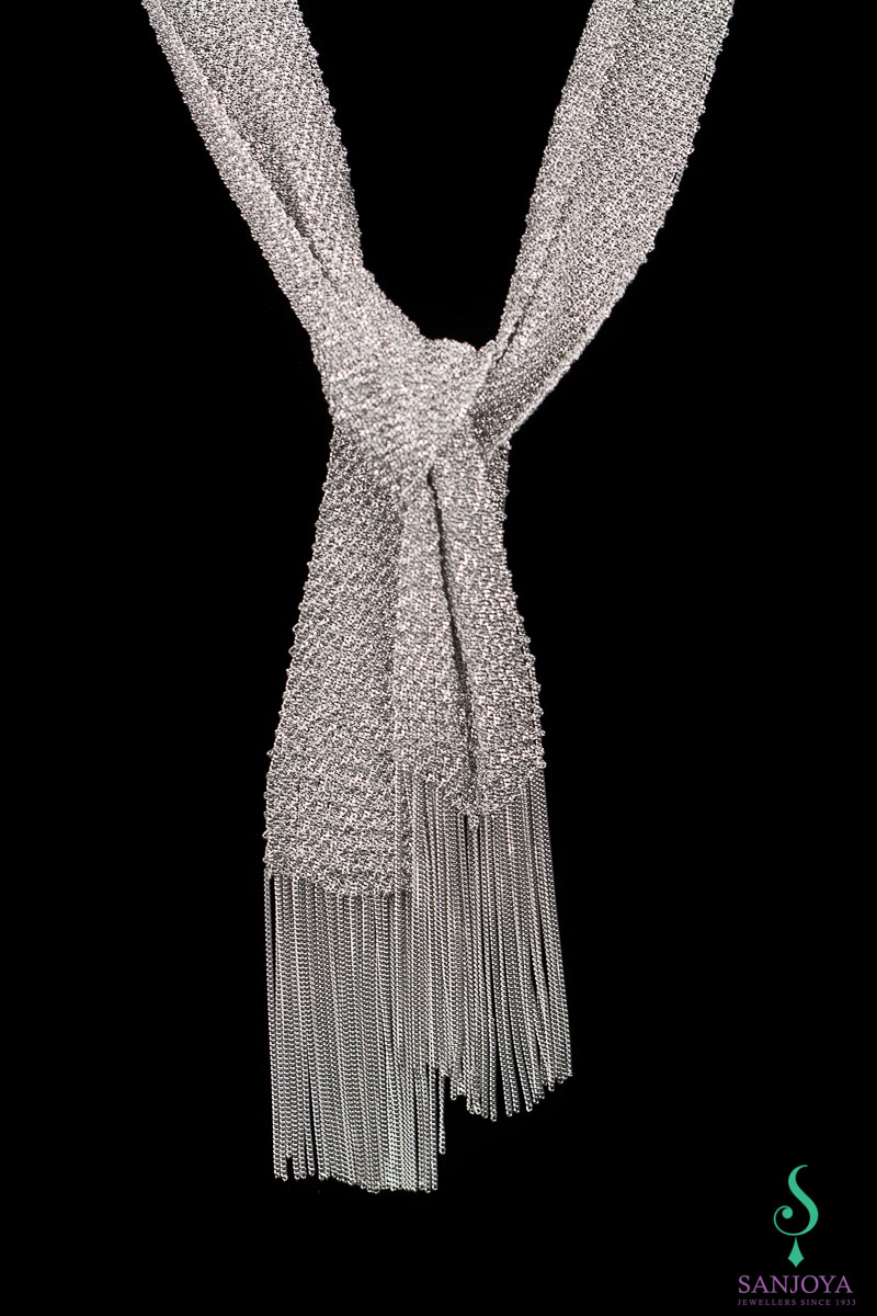 Silver scarf necklace. heavier and more 'eye catcher'
