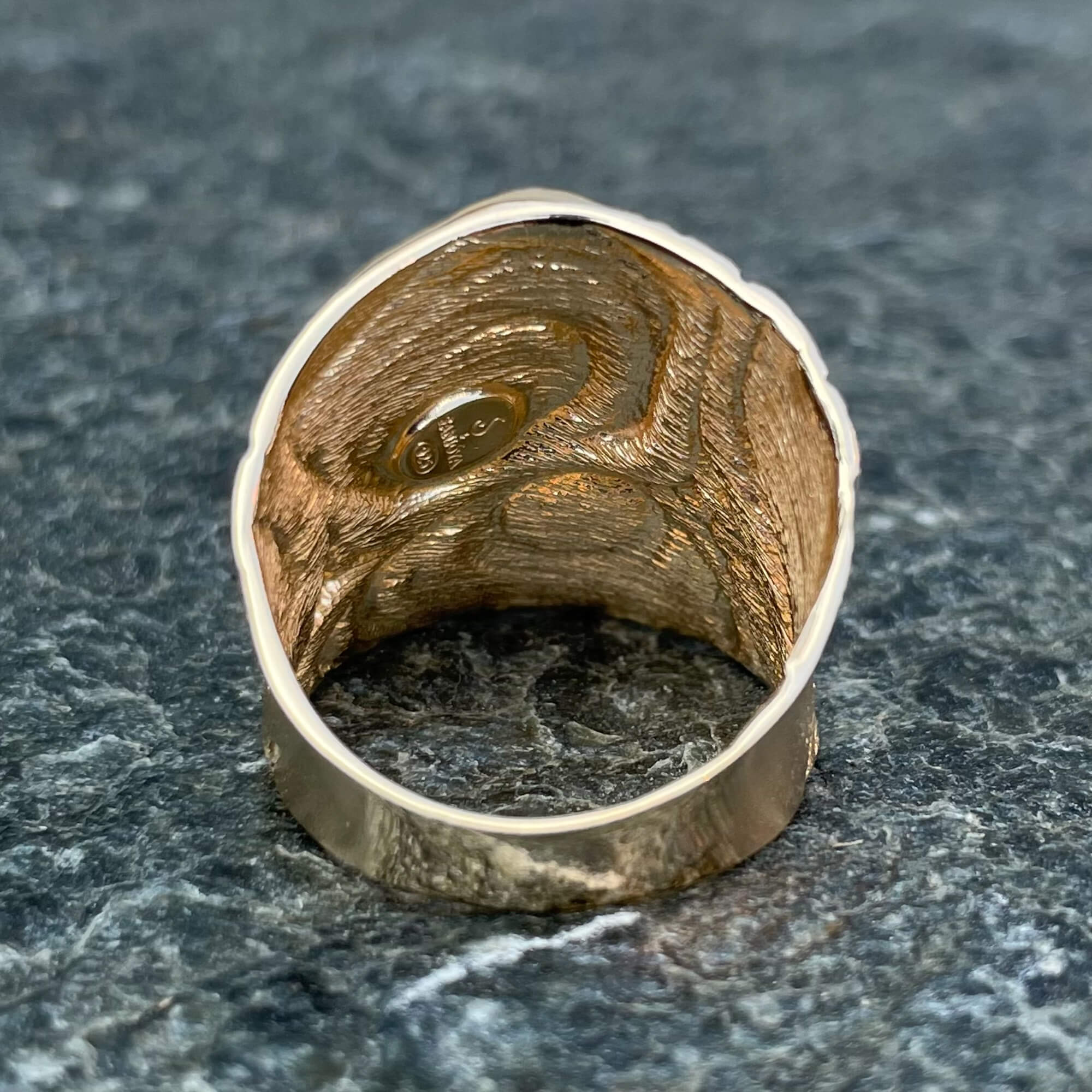 Created ring made of gold-plated silver