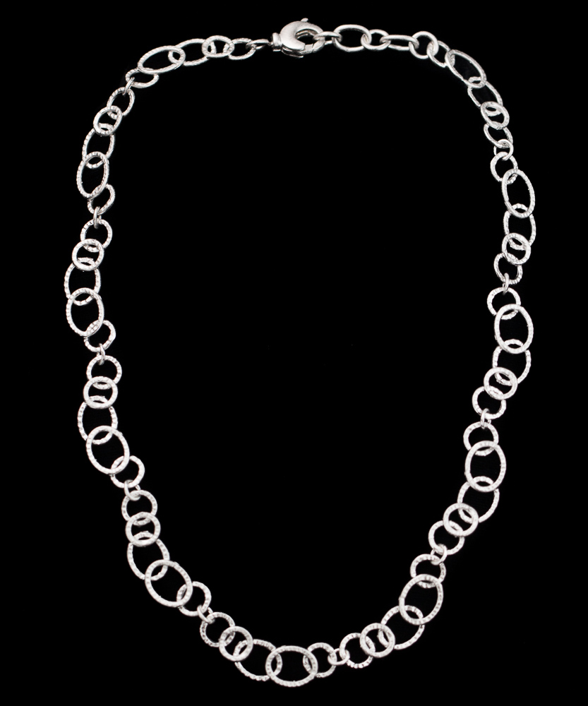 OGI0818001 - Zilver collier van matte en open schakels
