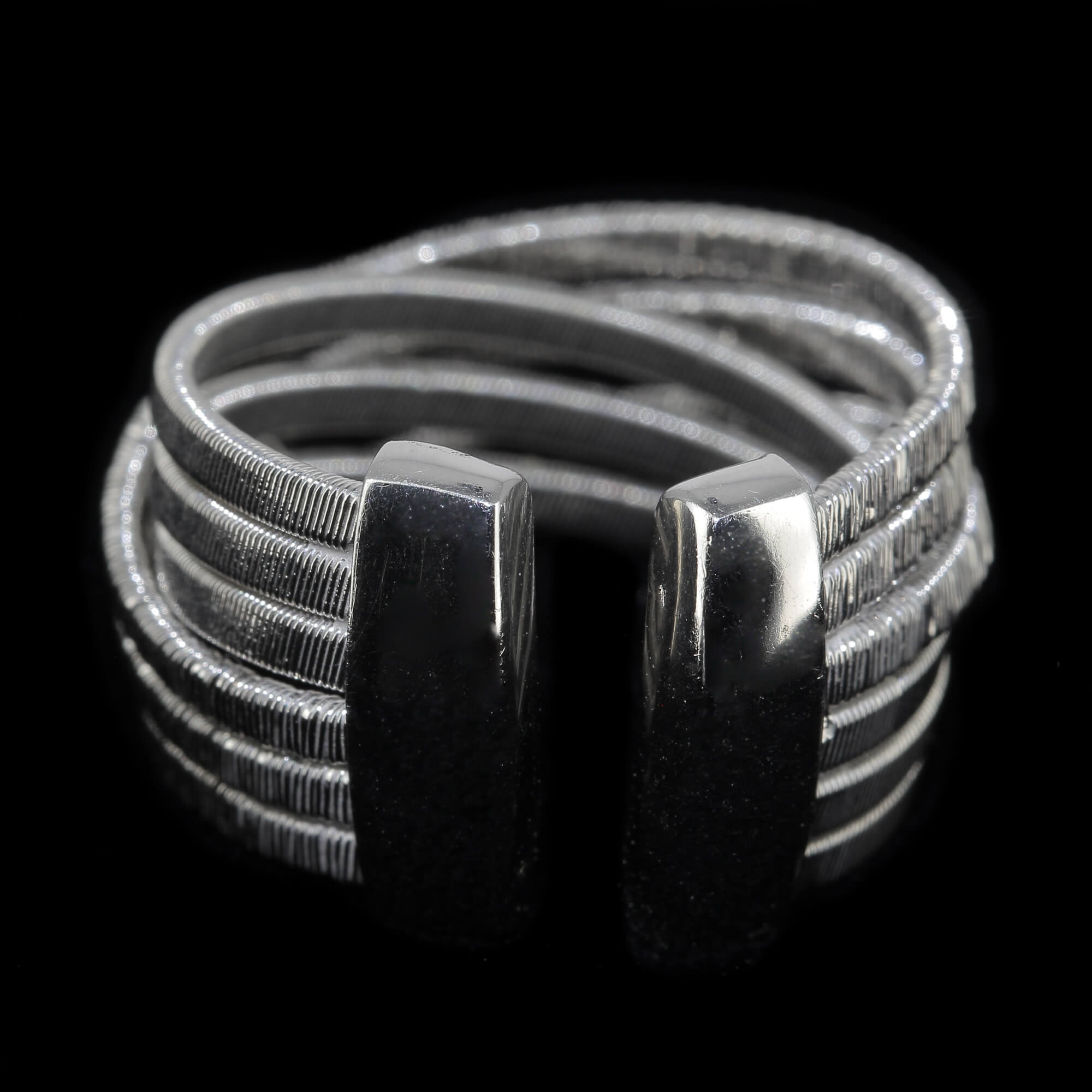 Zilveren meerdradige open ring