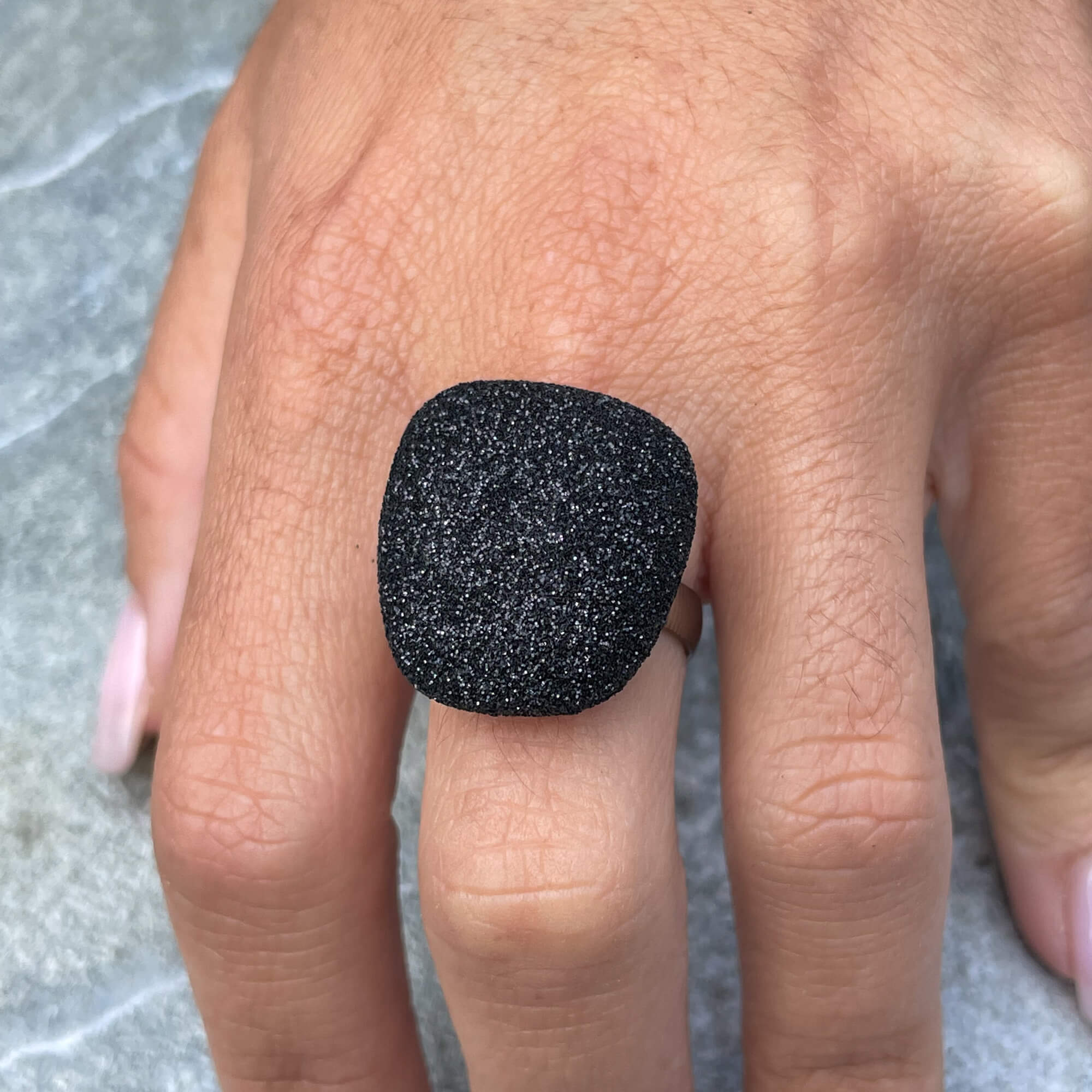 Schitterende zwarte ring van sterling zilver, one size