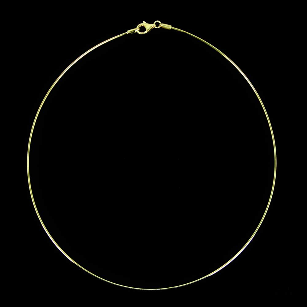 Thin and gold plated stiff silver necklace with lock