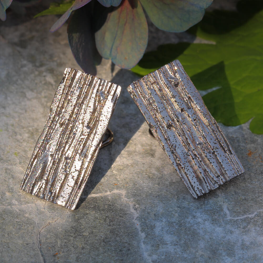 Gray rectangular and dazzling earrings