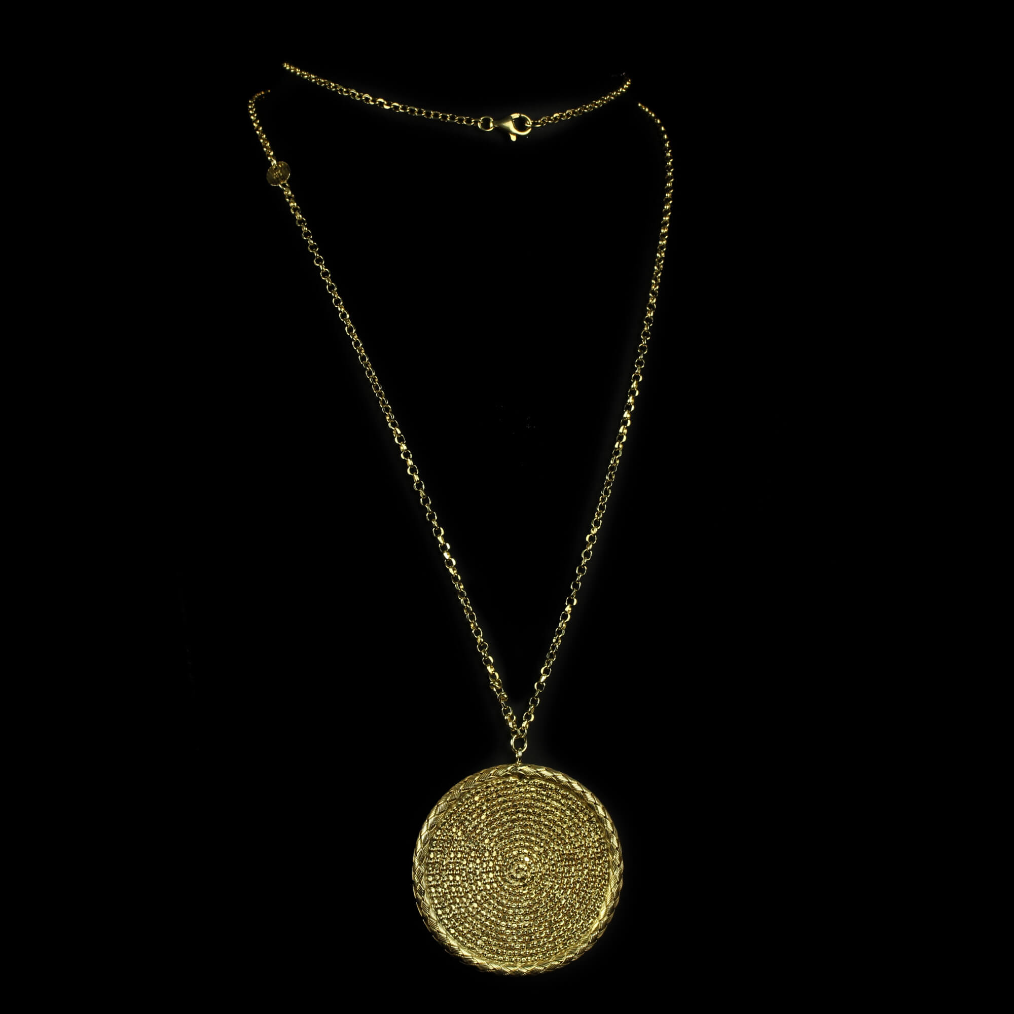 OX0413004-V - Lang verguld collier met een ronde hanger