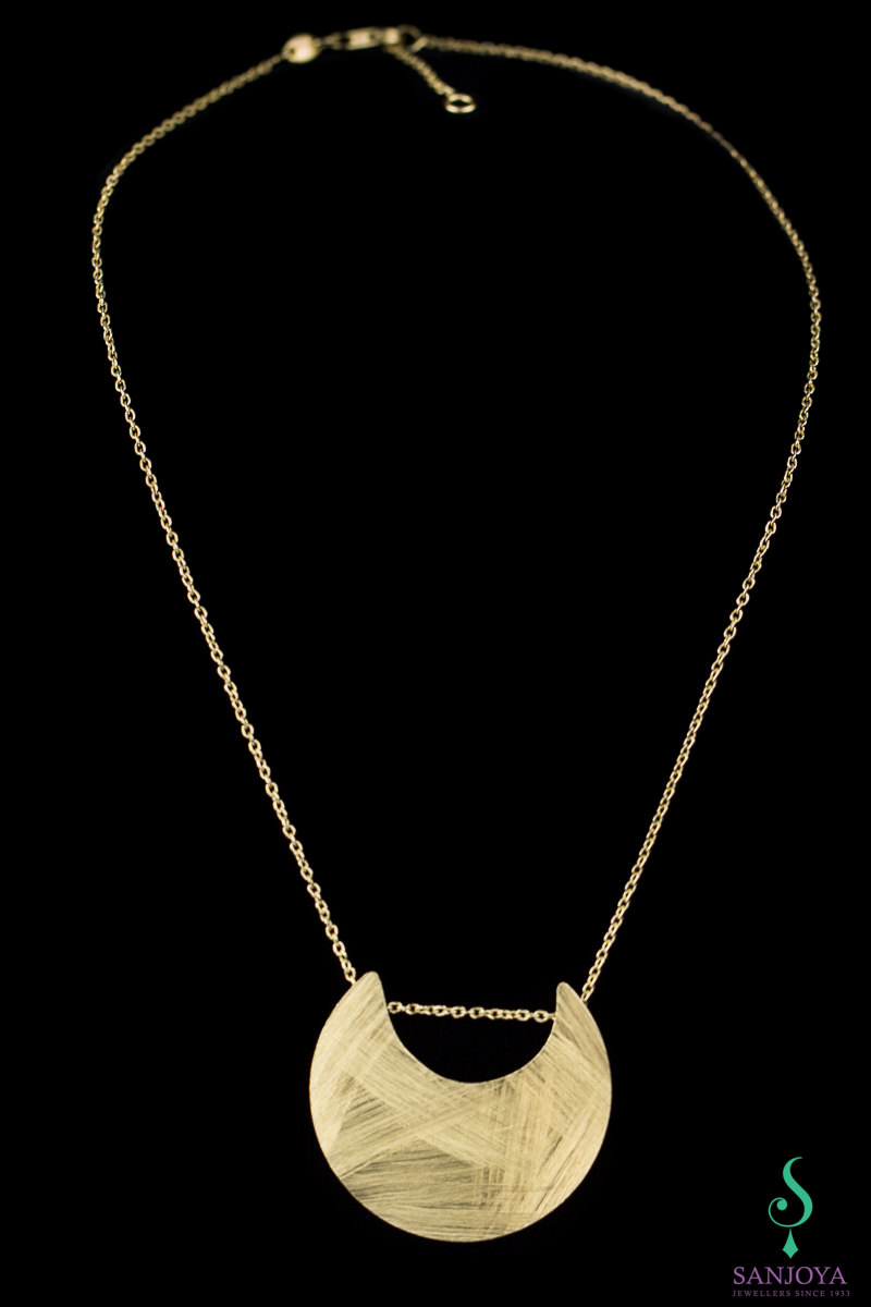 Gold plated crescent pendant with necklace