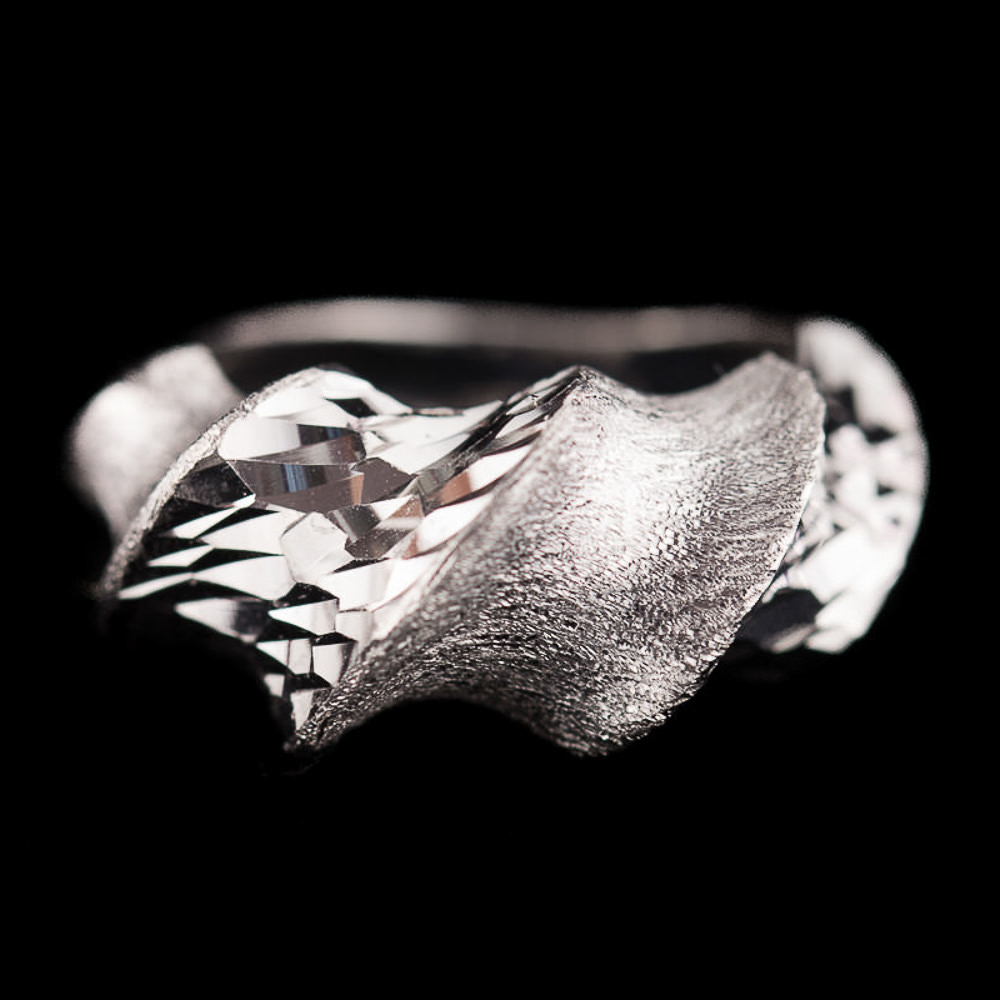 Refined ring of matt and polished silver