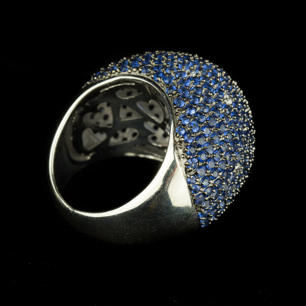 OX0913033.54 - Zilveren blauwe zirkonia ring, Grieks design